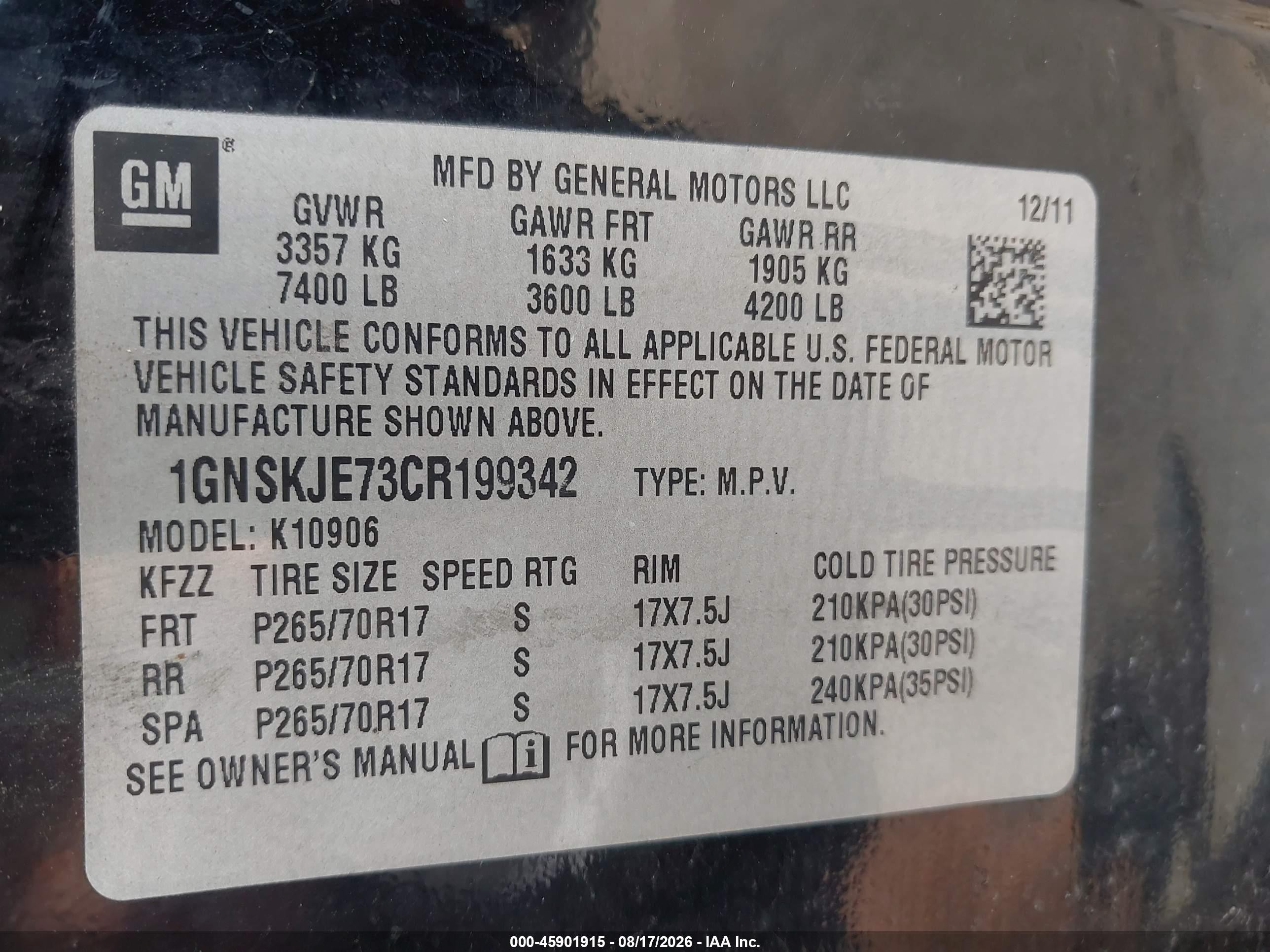 2012 Chevrolet Suburban Lt Черный vin: 1GNSKJE73CR199342