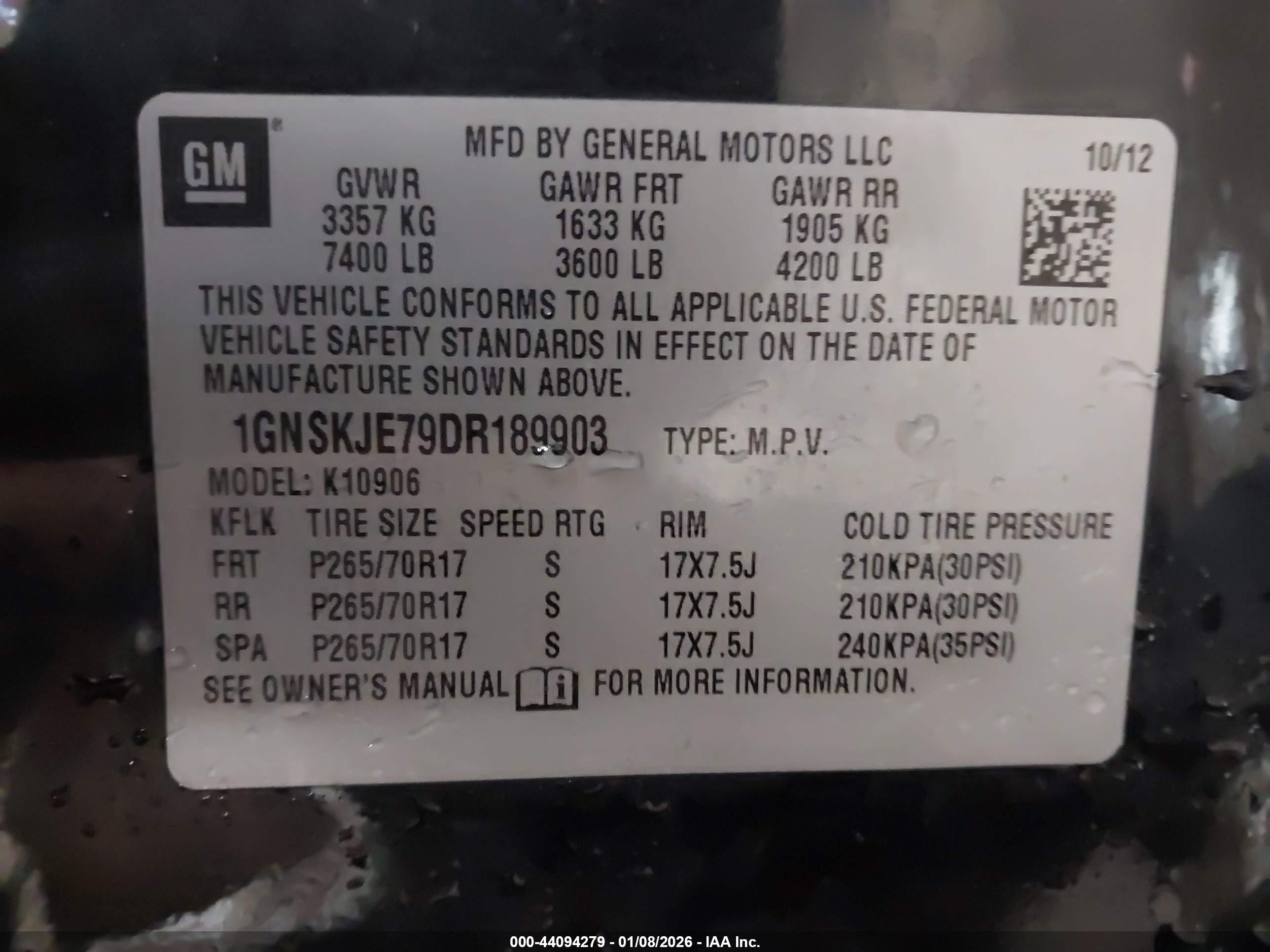 2013 Chevrolet Suburban 1500 Lt Black vin: 1GNSKJE79DR189903