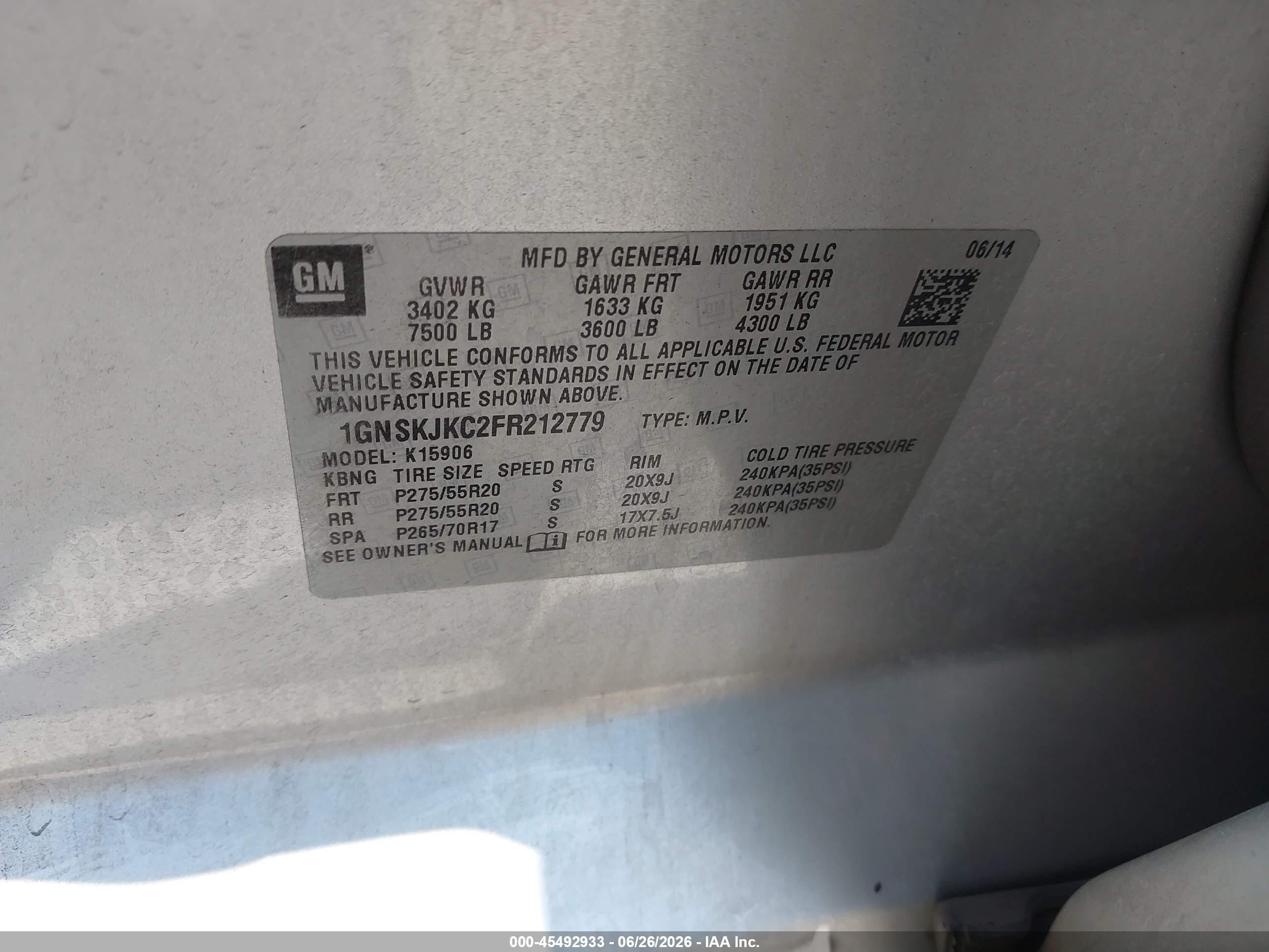 2015 Chevrolet Suburban Lt Silver vin: 1GNSKJKC2FR212779