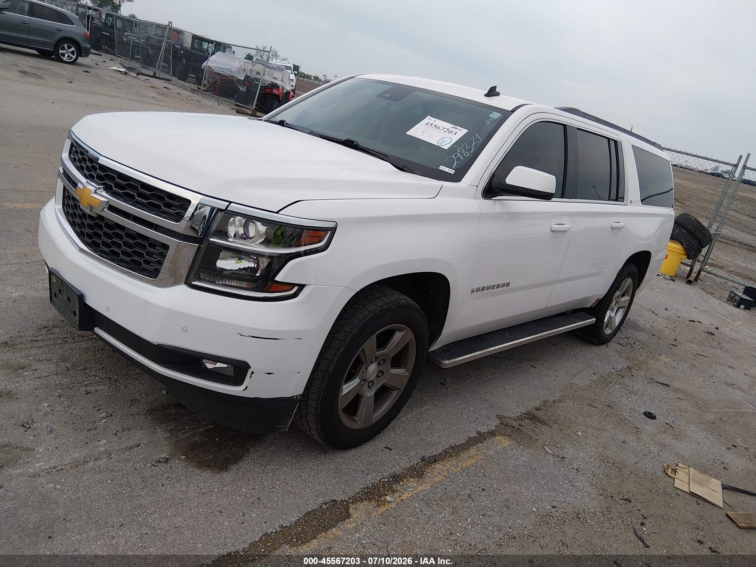 2015 Chevrolet Suburban Lt White vin: 1GNSKJKC6FR298324