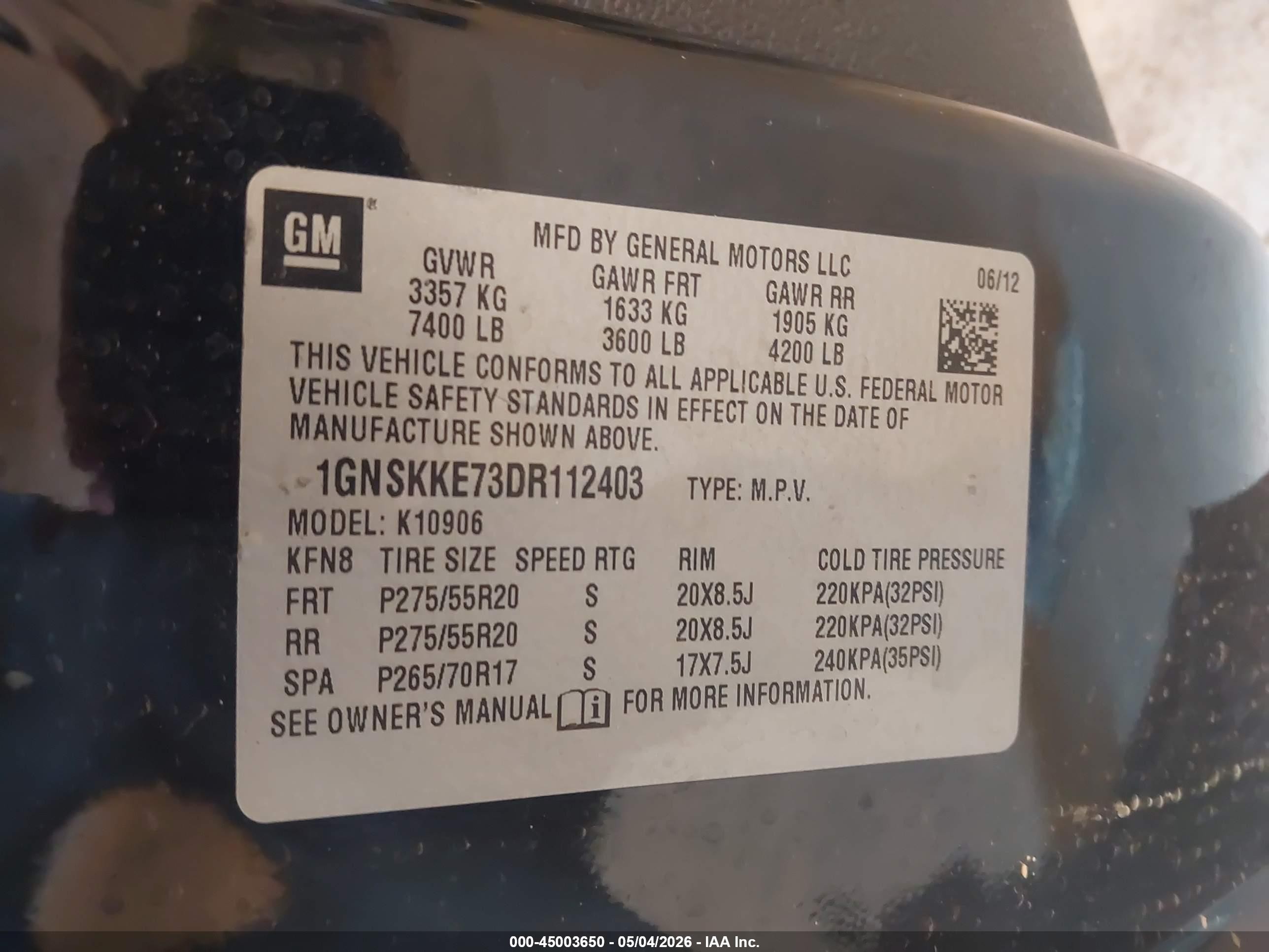 2013 Chevrolet Suburban 1500 Ltz Black vin: 1GNSKKE73DR112403