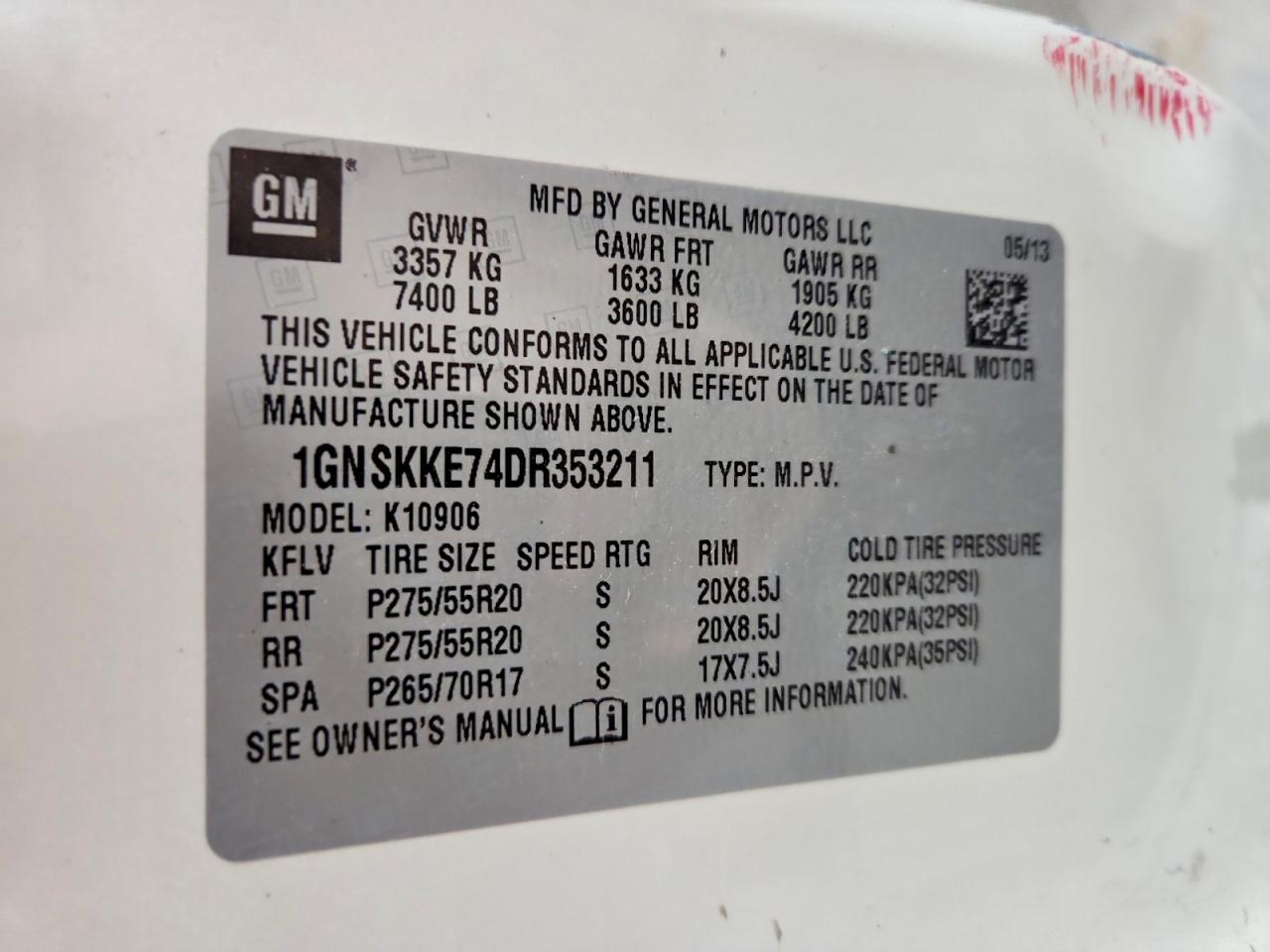 2013 Chevrolet Suburban K1500 Ltz White vin: 1GNSKKE74DR353211