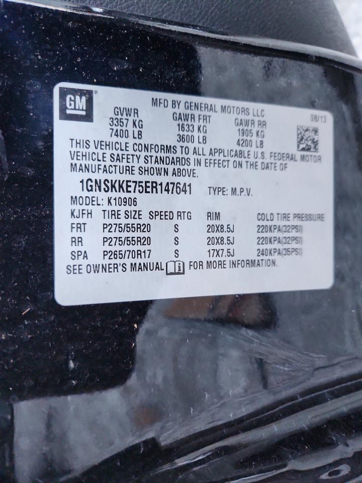 2014 Chevrolet Suburban K1500 Ltz Black vin: 1GNSKKE75ER147641