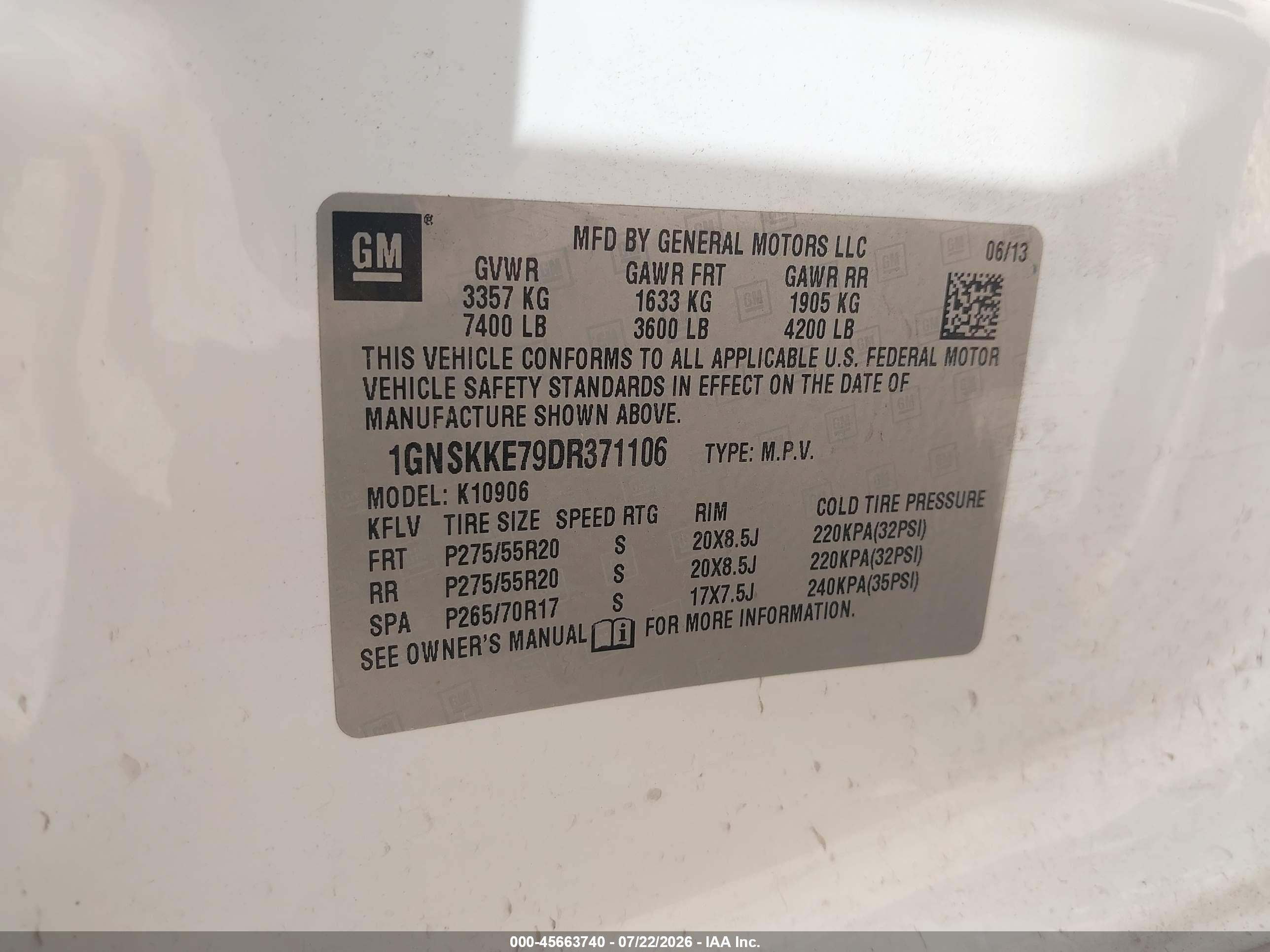 2013 Chevrolet Suburban Ltz White vin: 1GNSKKE79DR371106