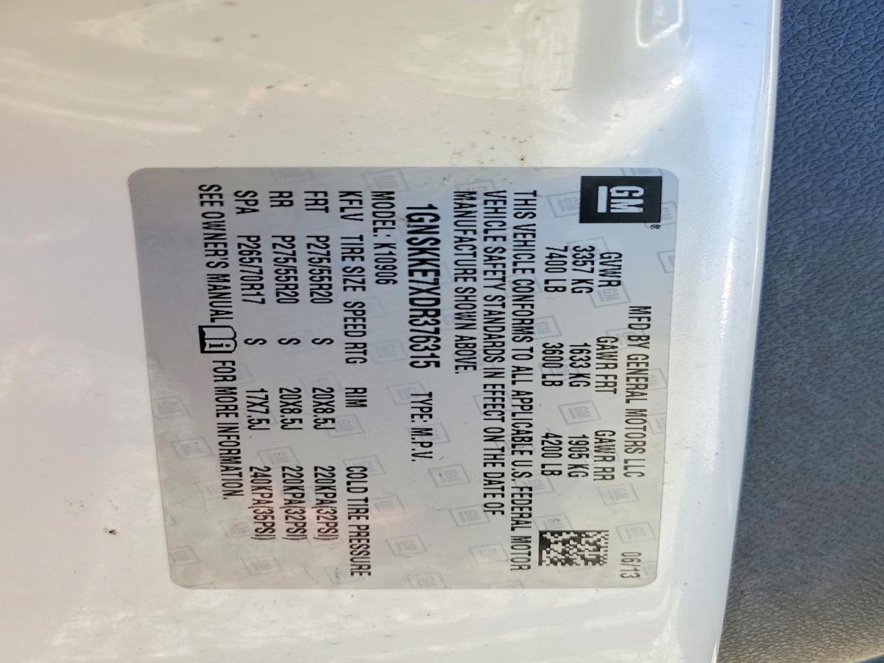 2013 Chevrolet Suburban K1500 Ltz White vin: 1GNSKKE7XDR376315