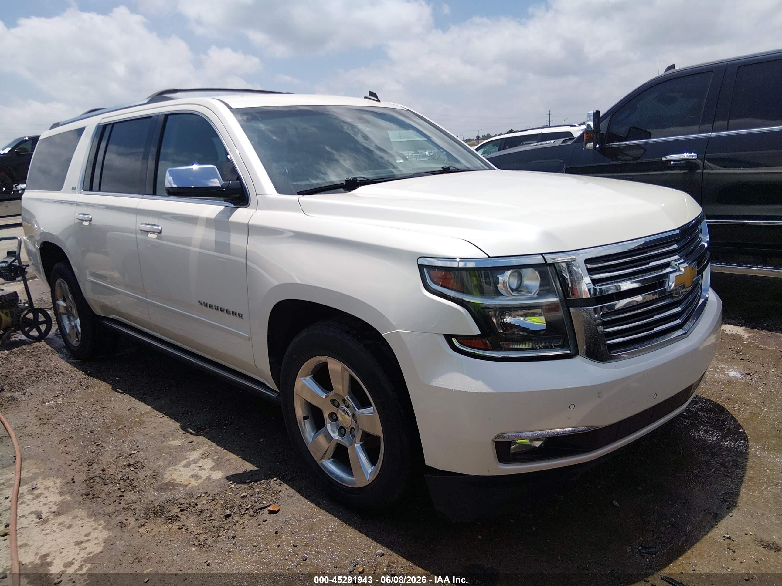 2015 Chevrolet Suburban 1500 Ltz White vin: 1GNSKKKC1FR121735