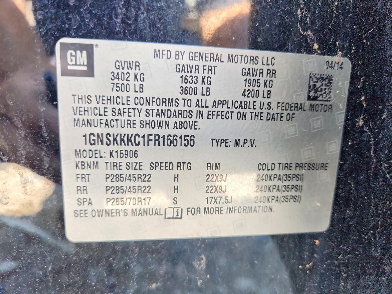 2015 Chevrolet Suburban K1500 Ltz Black vin: 1GNSKKKC1FR166156