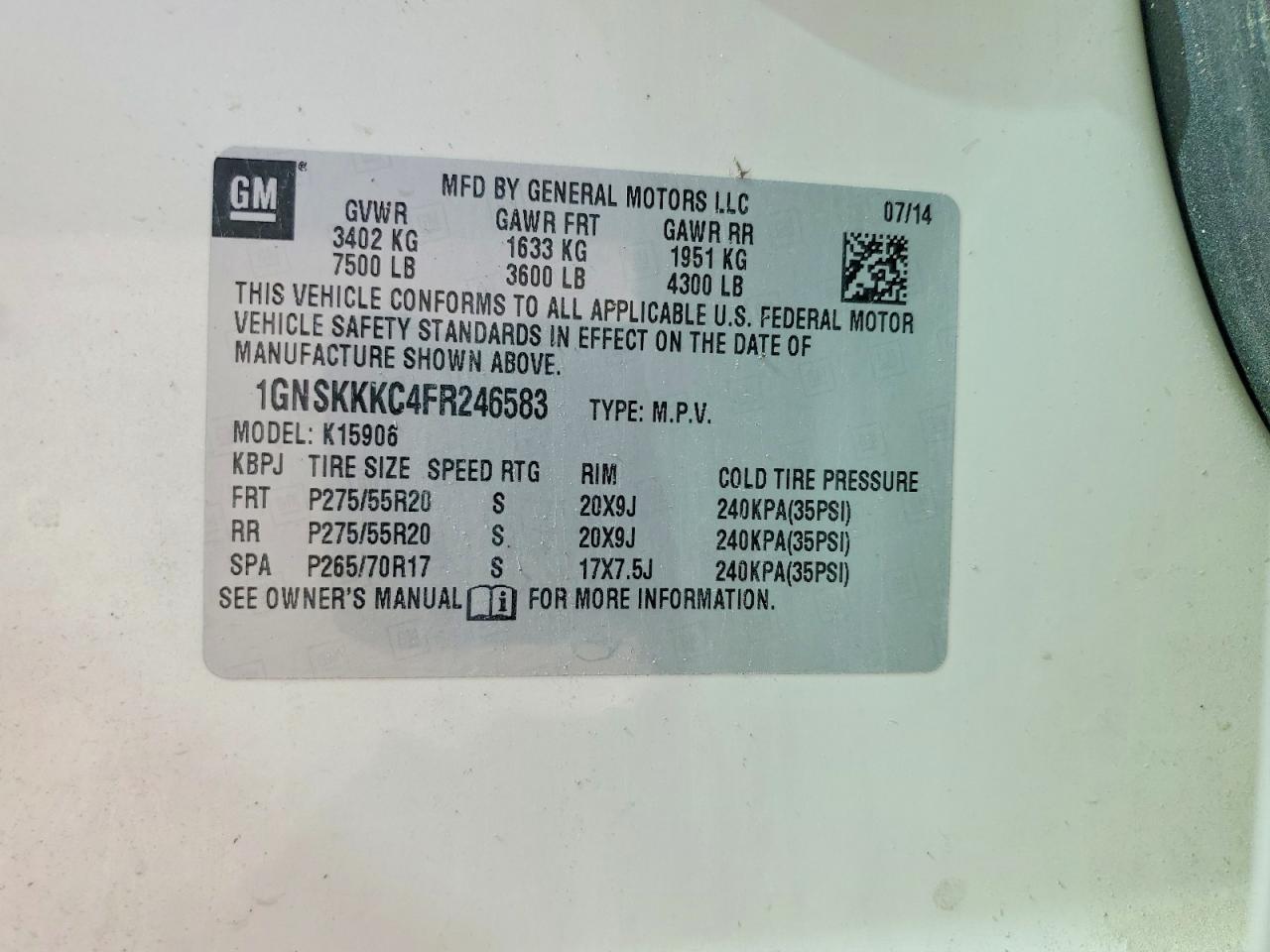 2015 Chevrolet Suburban K1500 Ltz Бежевый vin: 1GNSKKKC4FR246583