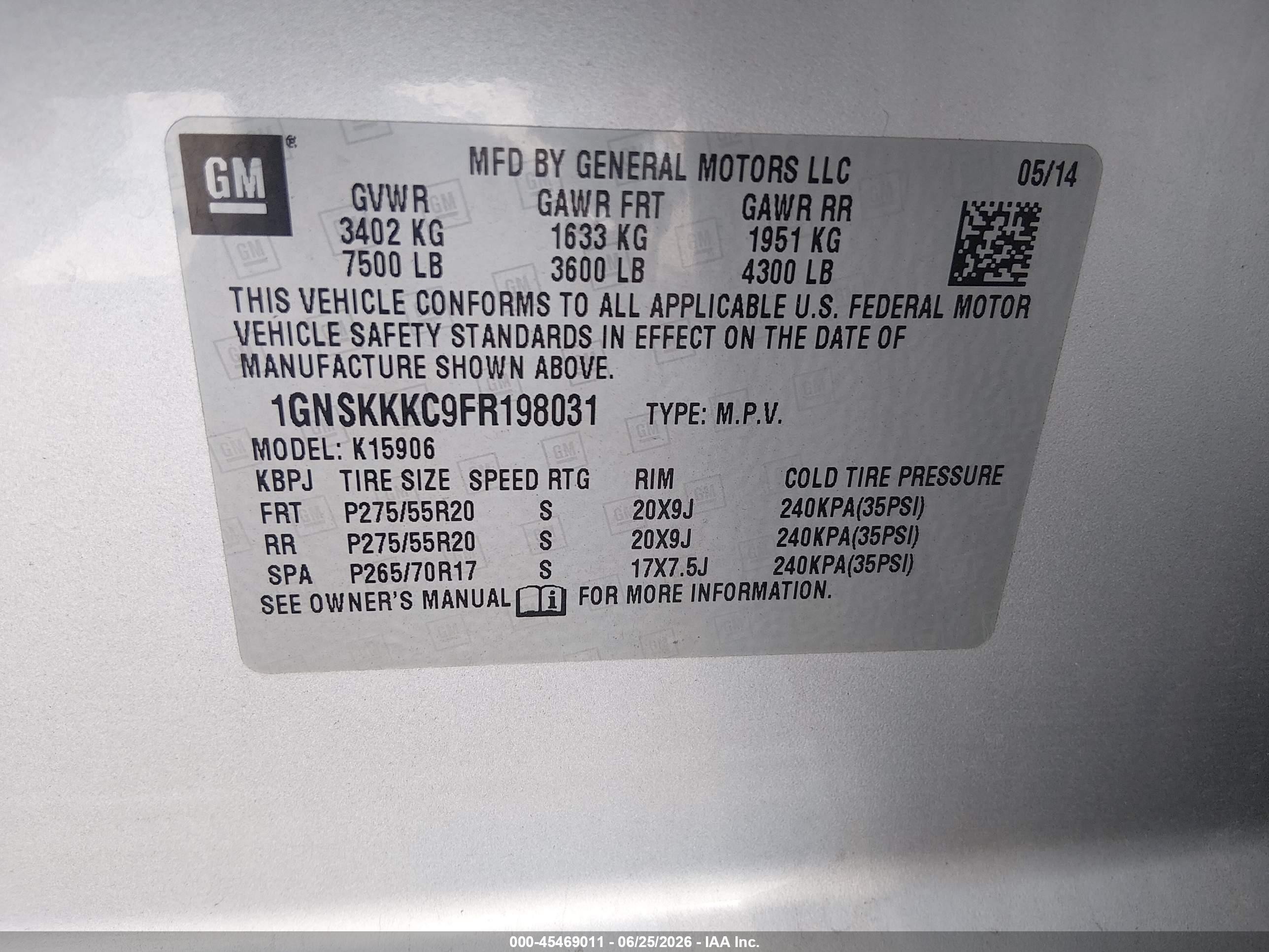 2015 Chevrolet Suburban Ltz Серебряный vin: 1GNSKKKC9FR198031