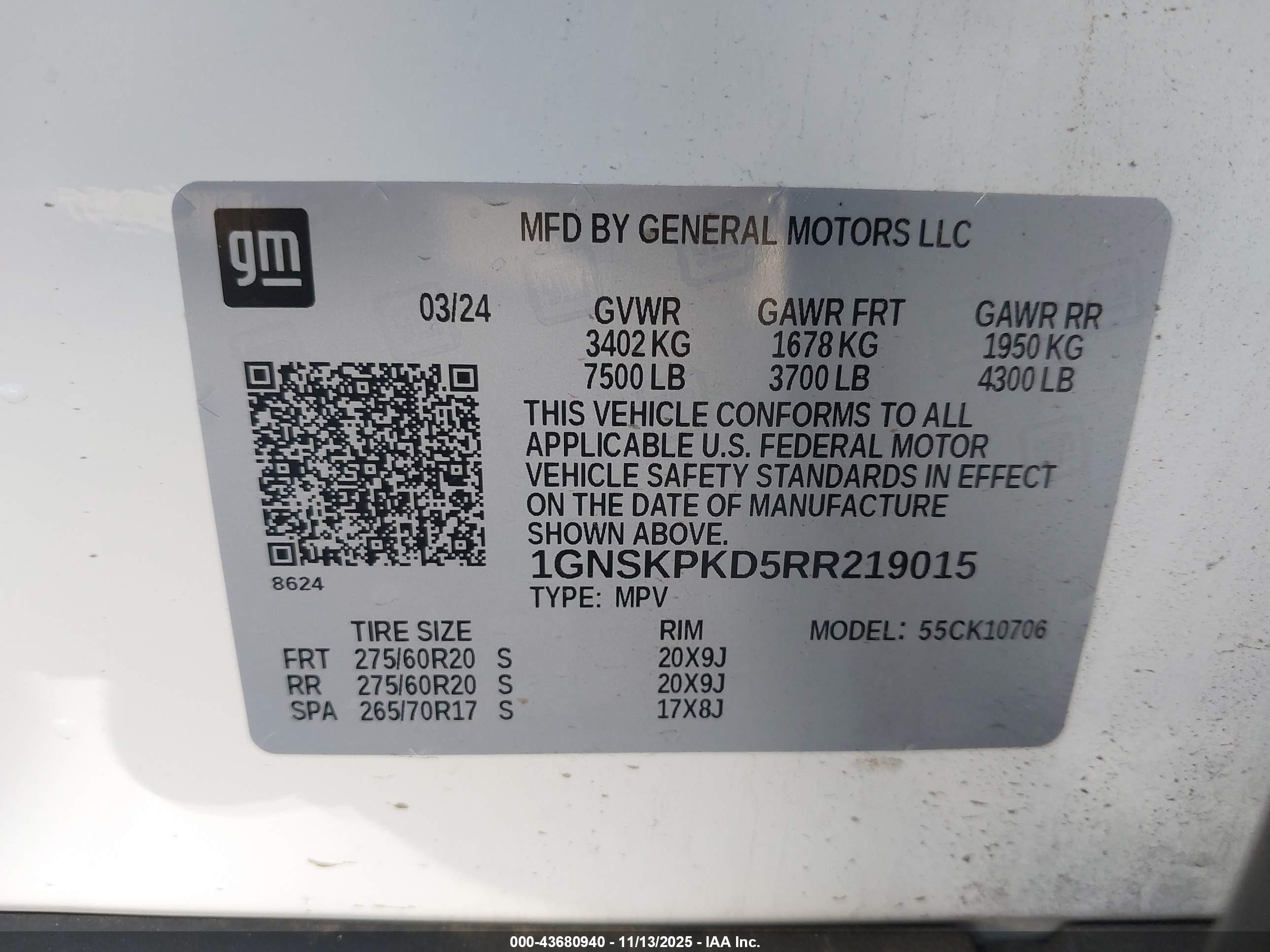2024 Chevrolet Tahoe 4wd Z71 White vin: 1GNSKPKD5RR219015