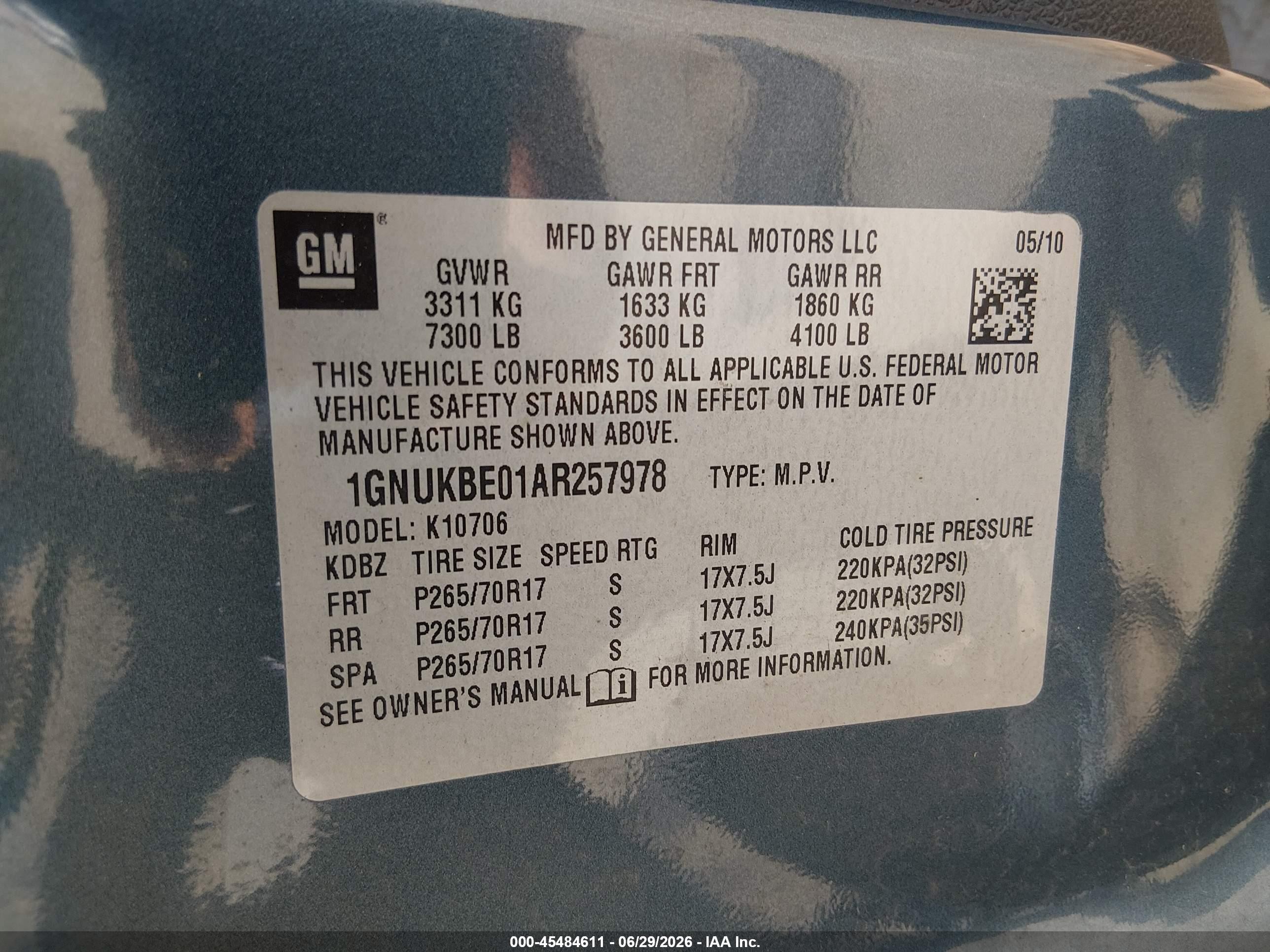 2010 Chevrolet Tahoe Lt Blue vin: 1GNUKBE01AR257978