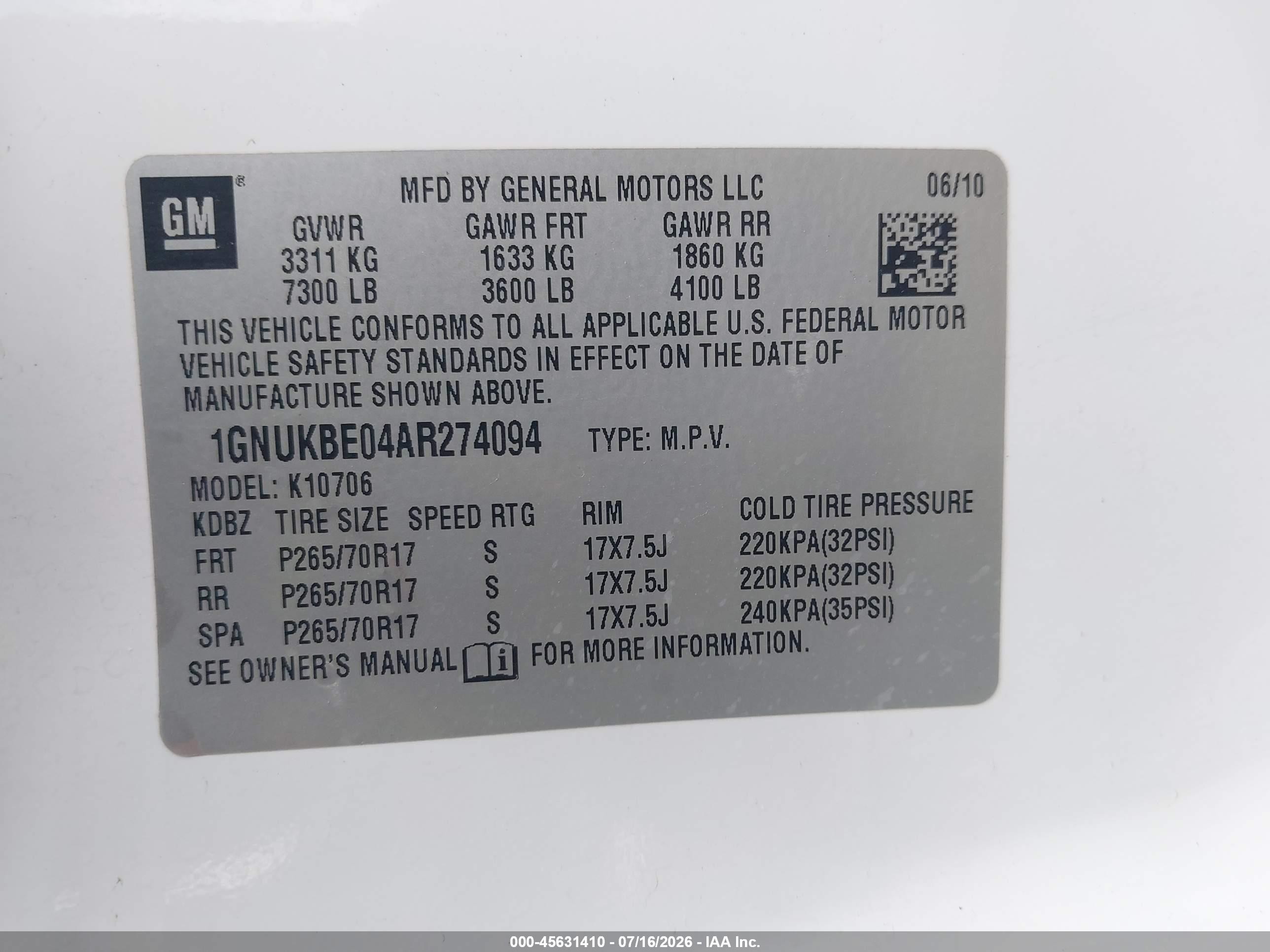 2010 Chevrolet Tahoe Lt White vin: 1GNUKBE04AR274094