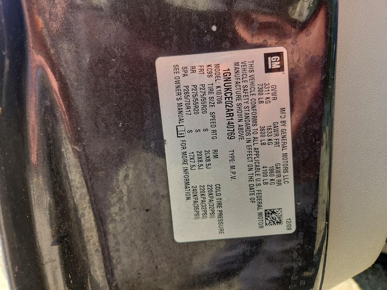 2010 Chevrolet Tahoe K1500 Ltz Gray vin: 1GNUKCE02AR140769