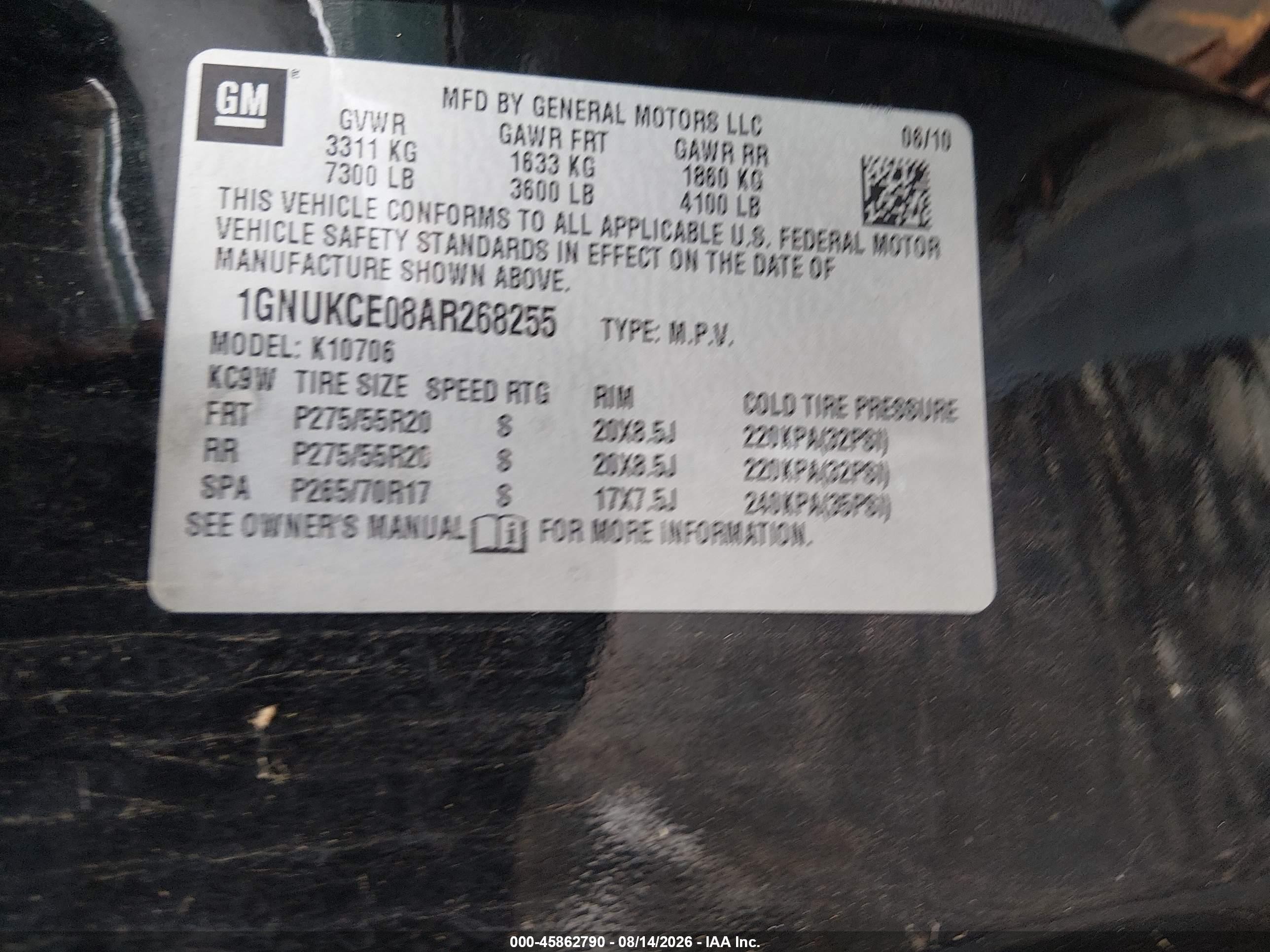 2010 Chevrolet Tahoe Ltz Черный vin: 1GNUKCE08AR268255