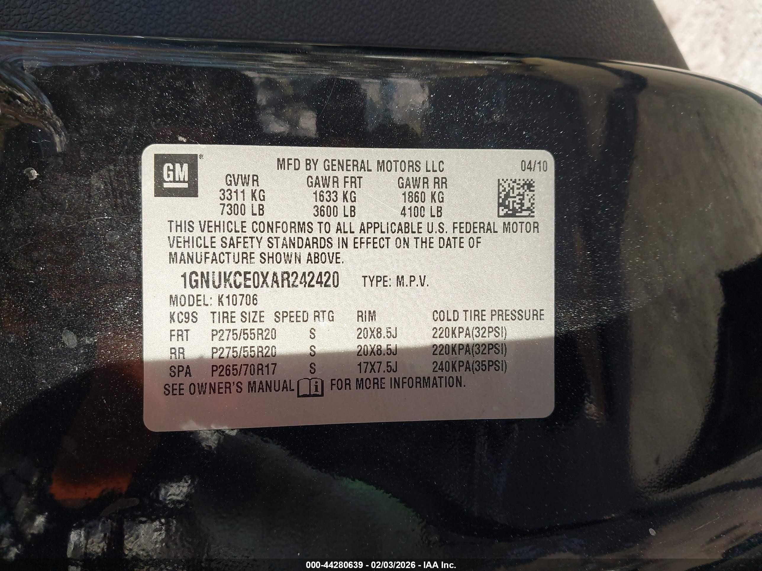 2010 Chevrolet Tahoe Ltz Black vin: 1GNUKCE0XAR242420