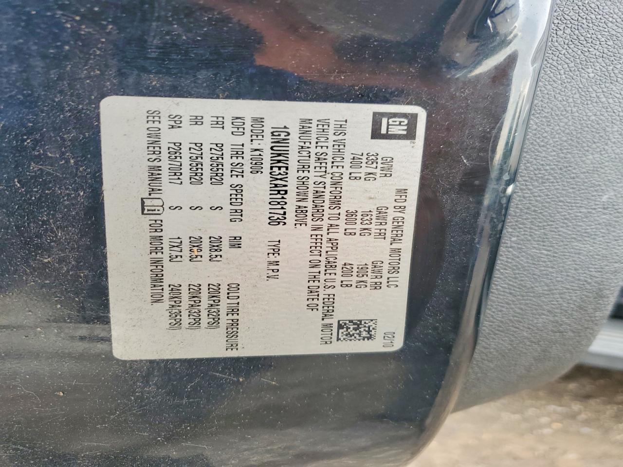 2010 Chevrolet Suburban K1500 Ltz Black vin: 1GNUKKE3XAR181736