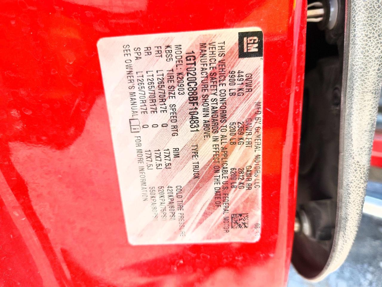2011 Gmc Sierra K2500 Sle Red vin: 1GT020C88BF104831