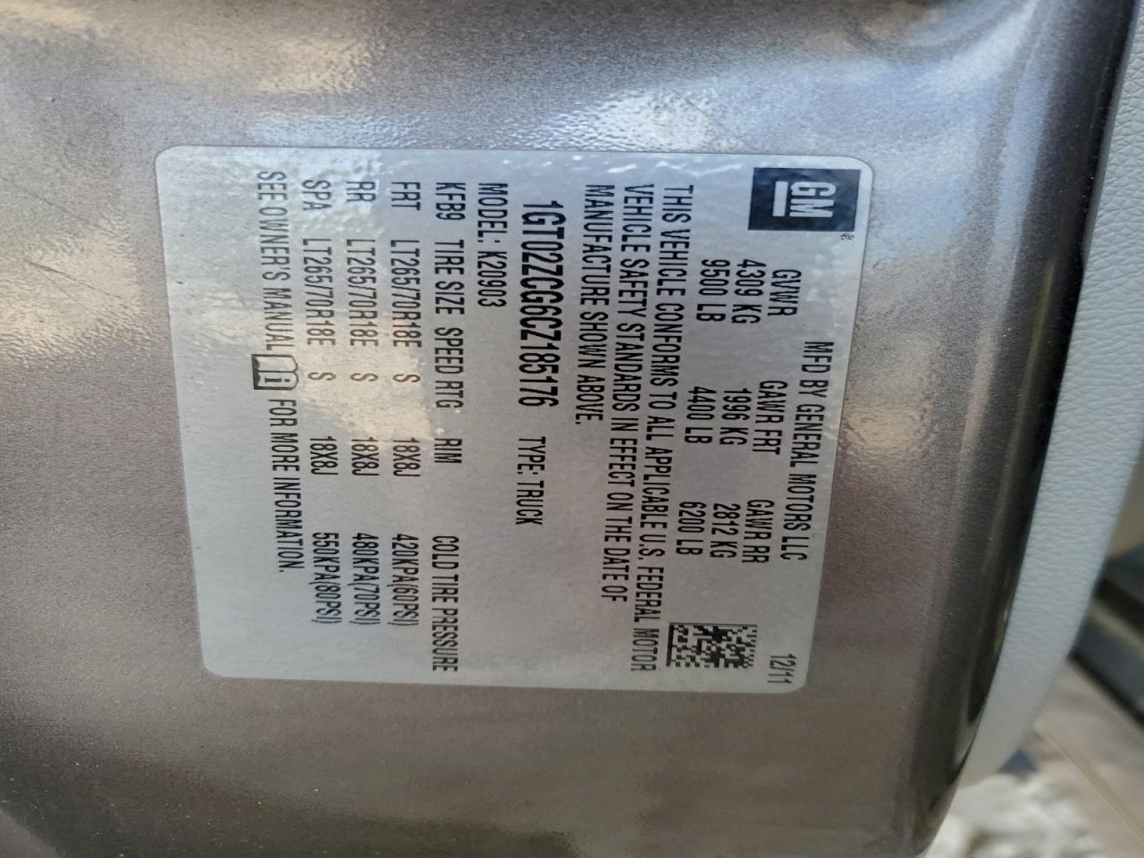 2012 Gmc Sierra K2500 Heavy Duty Gray vin: 1GT02ZCG6CZ185176
