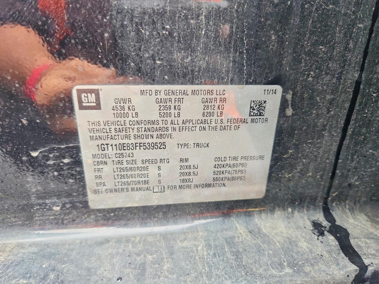 2015 Gmc Sierra C2500 Denali Черный vin: 1GT110E83FF539525