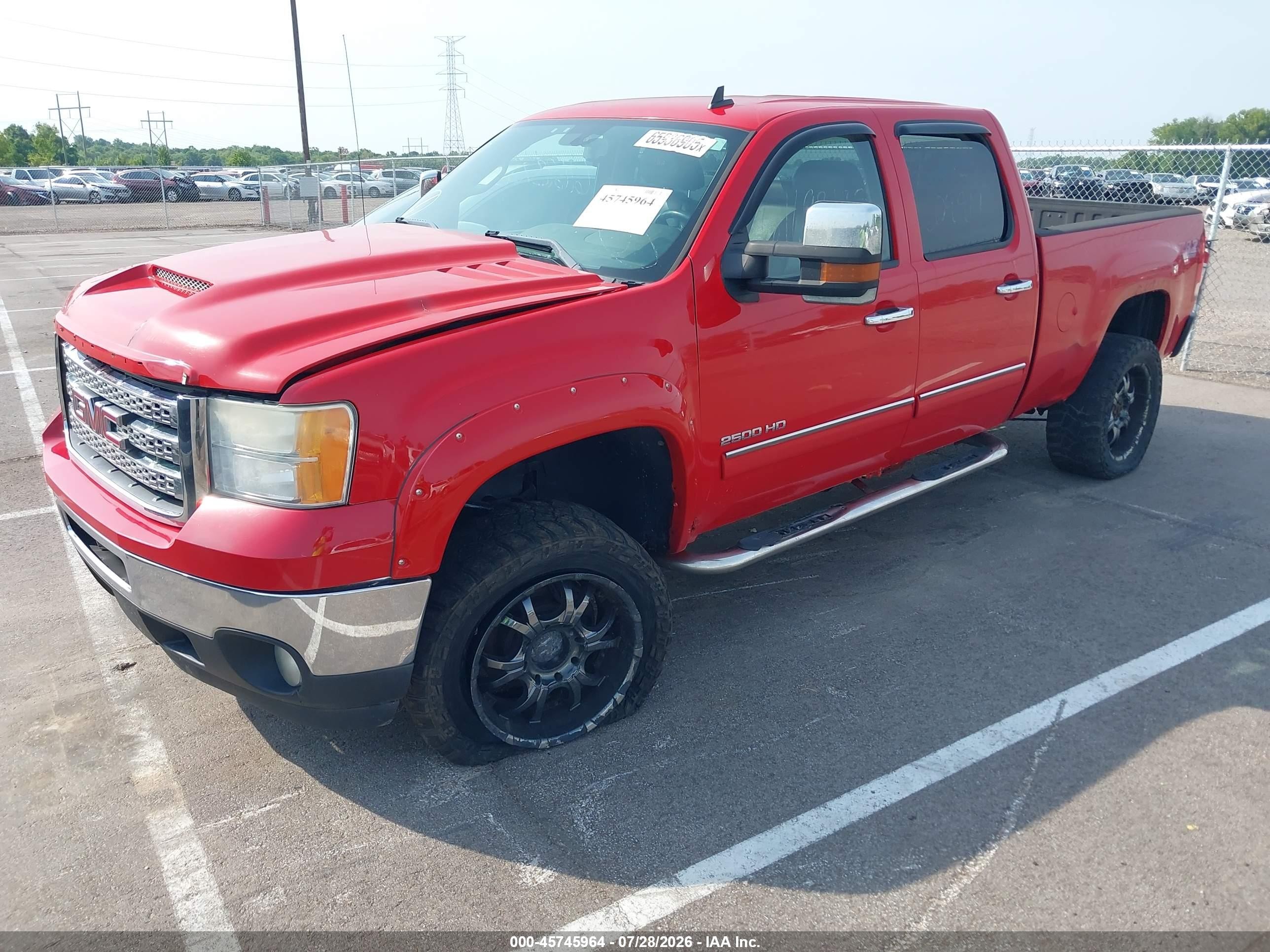 2011 Gmc Sierra 2500hd Sle Red vin: 1GT120C82BF191792