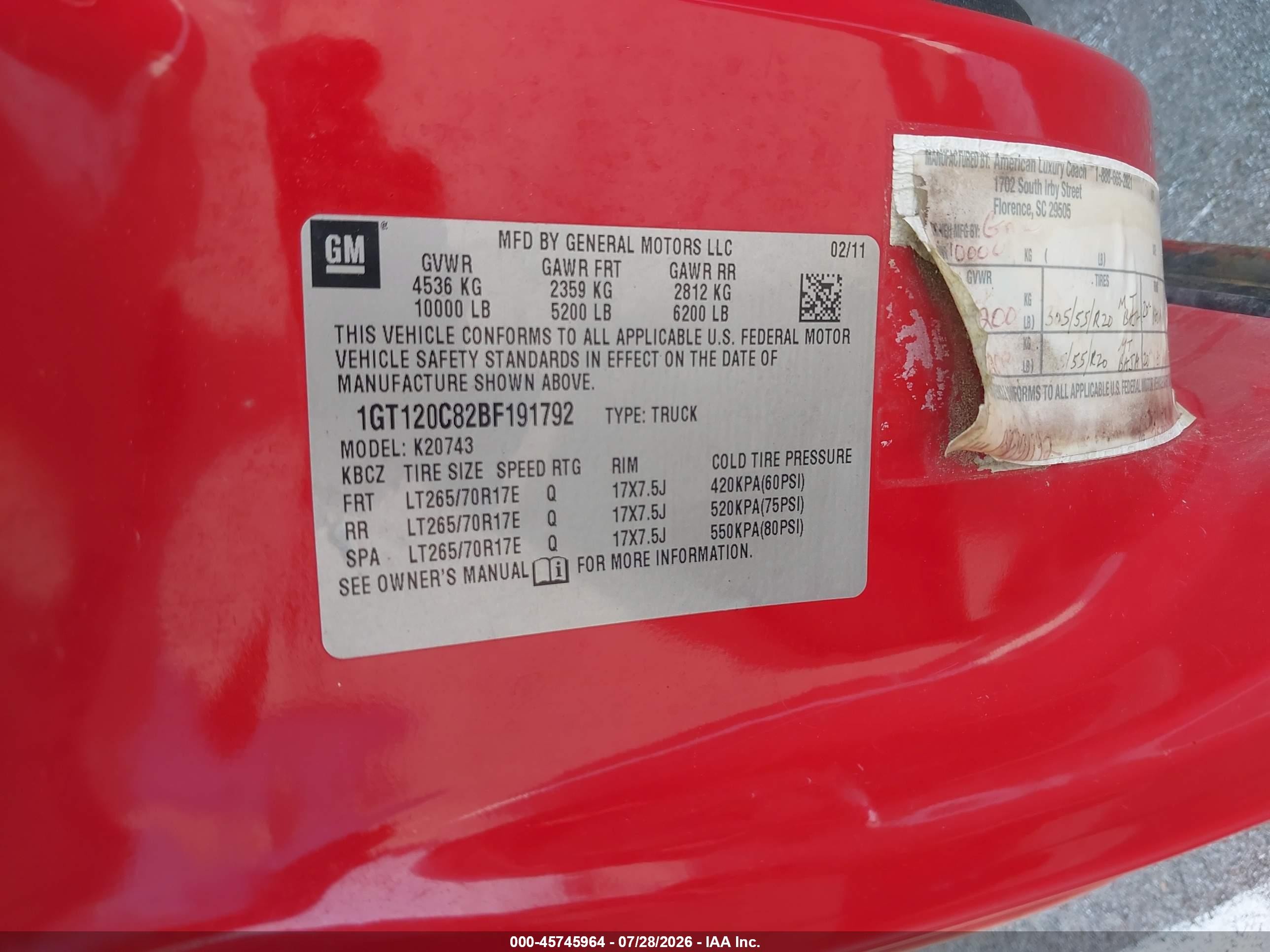 2011 Gmc Sierra 2500hd Sle Red vin: 1GT120C82BF191792