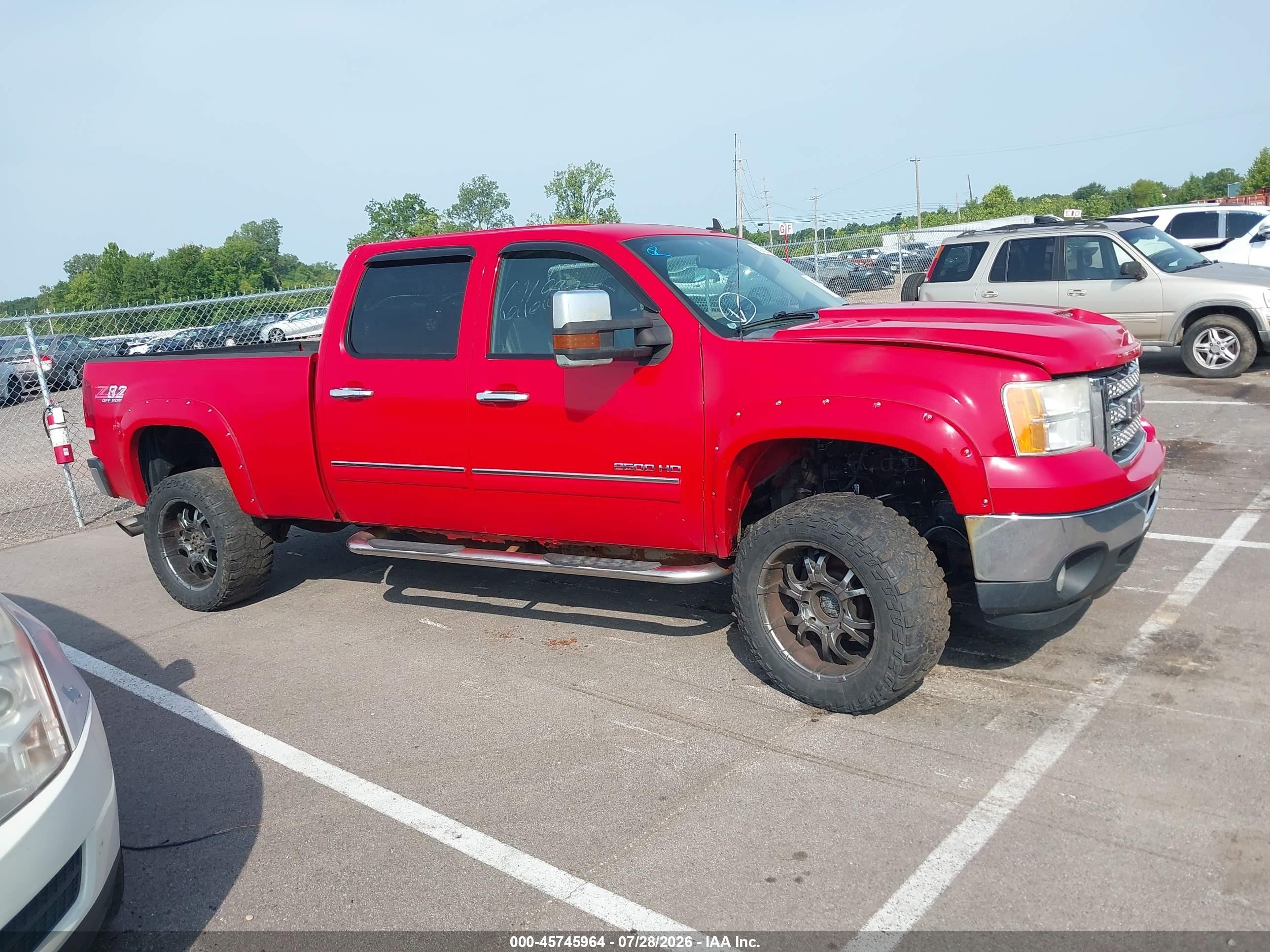 2011 Gmc Sierra 2500hd Sle Red vin: 1GT120C82BF191792