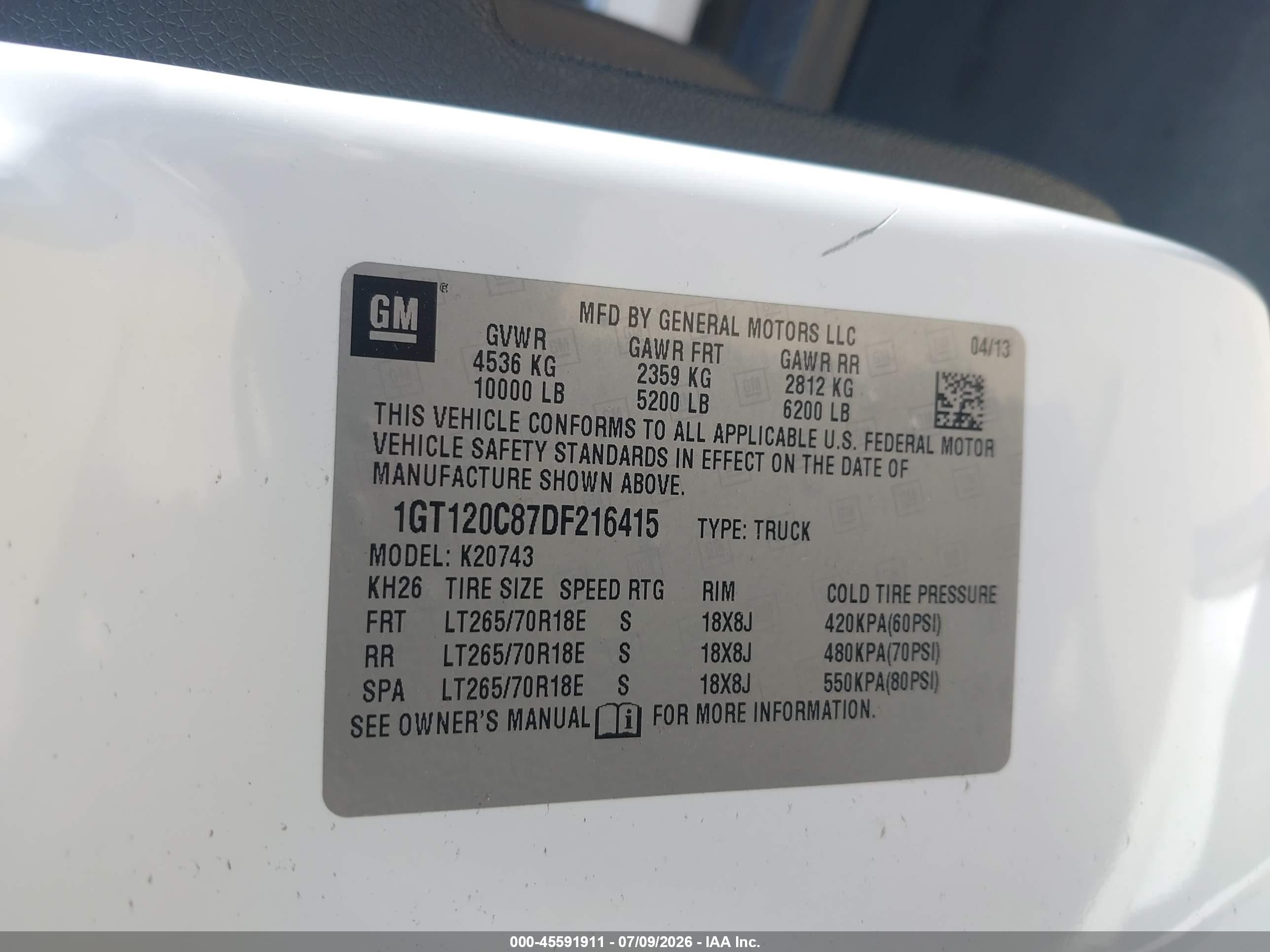 2013 Gmc Sierra 2500hd Sle White vin: 1GT120C87DF216415