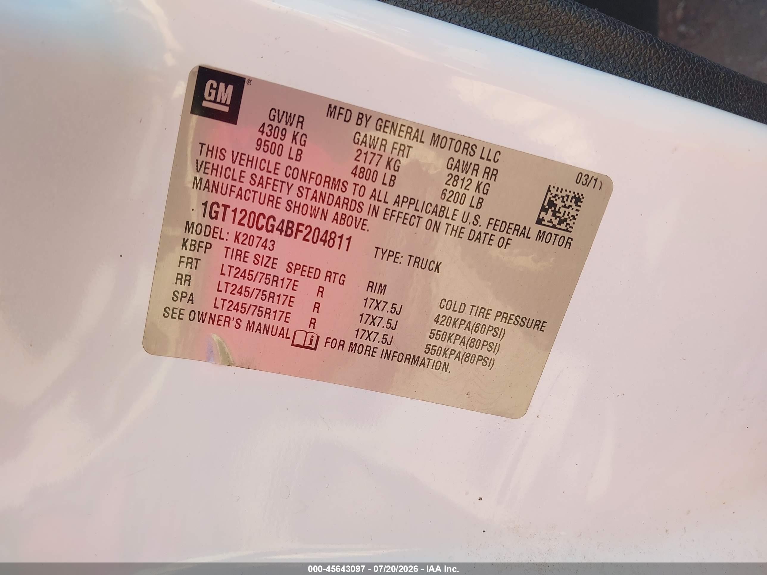 2011 Gmc Sierra 2500hd Sle White vin: 1GT120CG4BF204811