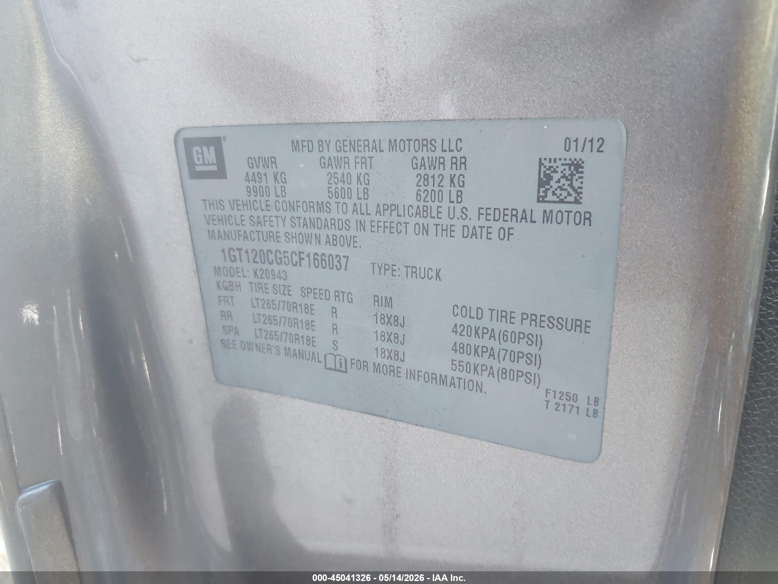 2012 Gmc Sierra 2500hd Sle Gray vin: 1GT120CG5CF166037