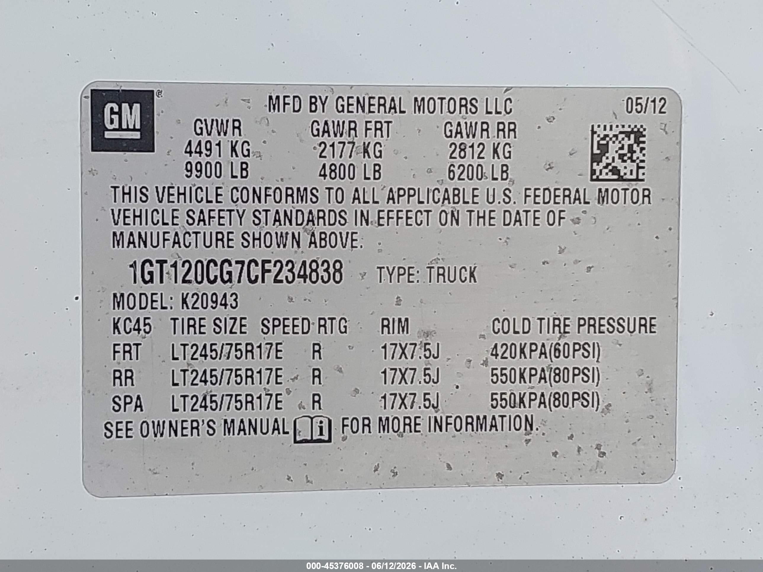 2012 Gmc Sierra 2500hd Sle White vin: 1GT120CG7CF234838