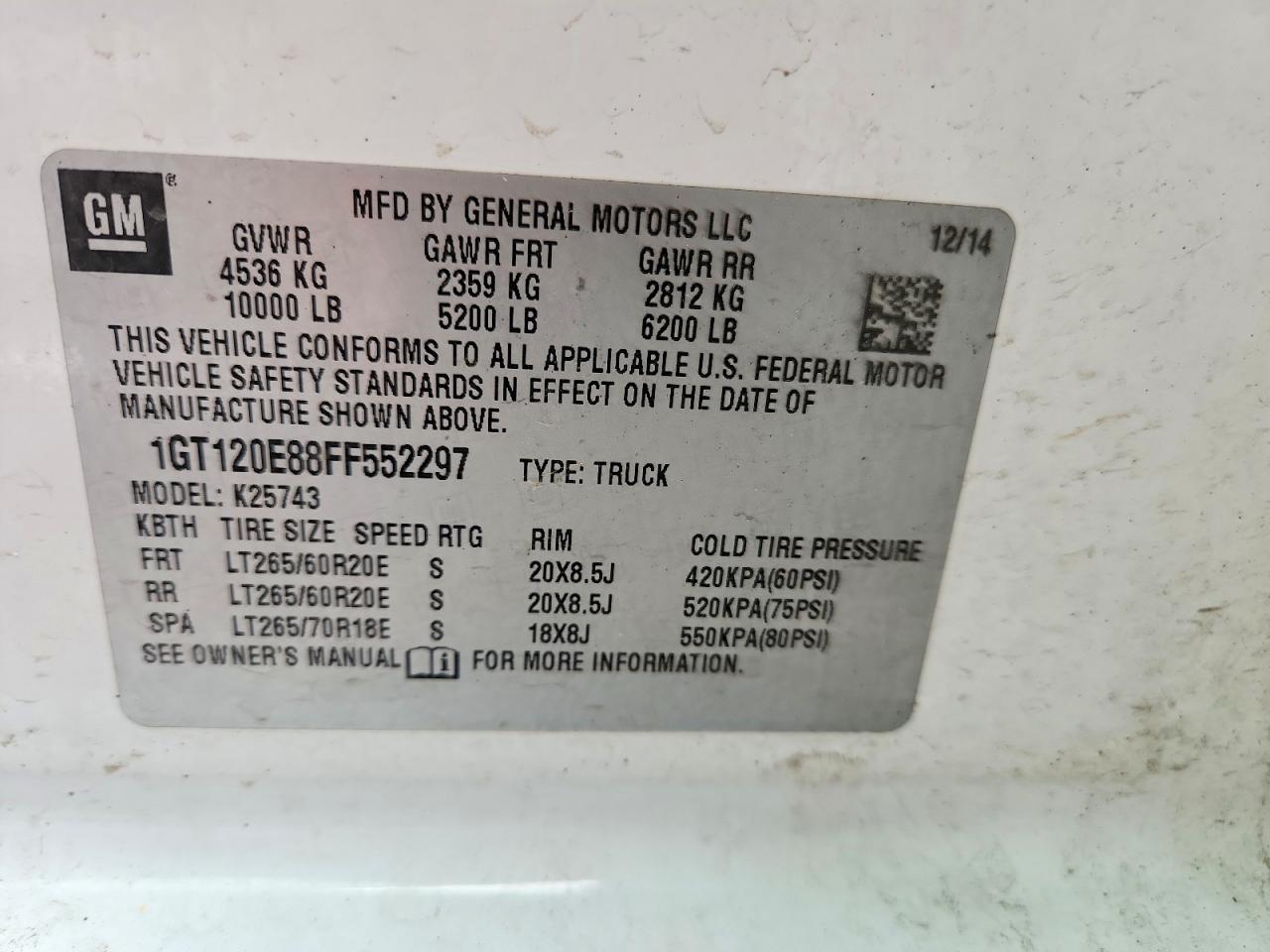 2015 Gmc Sierra K2500 Denali White vin: 1GT120E88FF552297