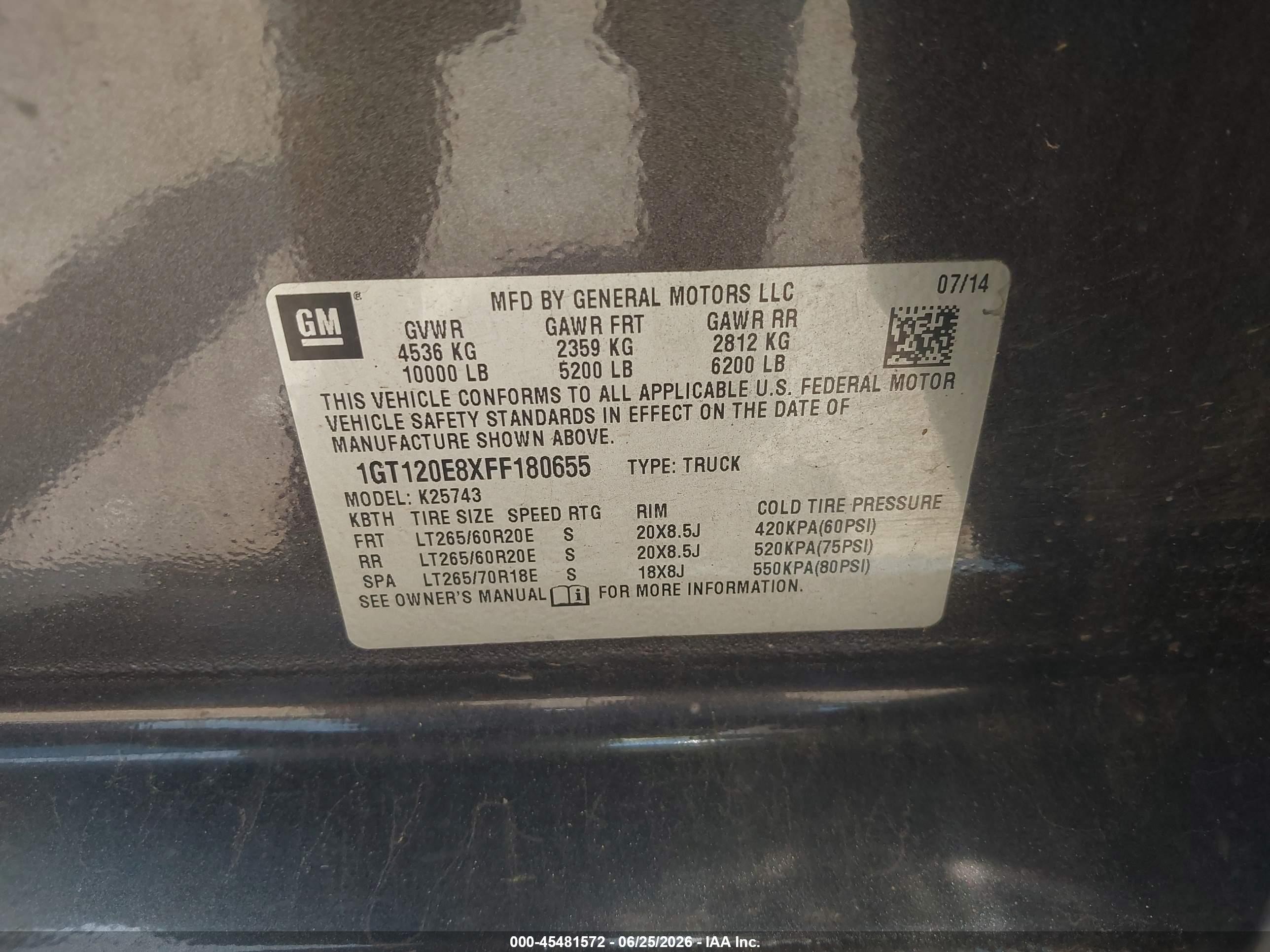 2015 Gmc Sierra 2500hd Denali Gray vin: 1GT120E8XFF180655