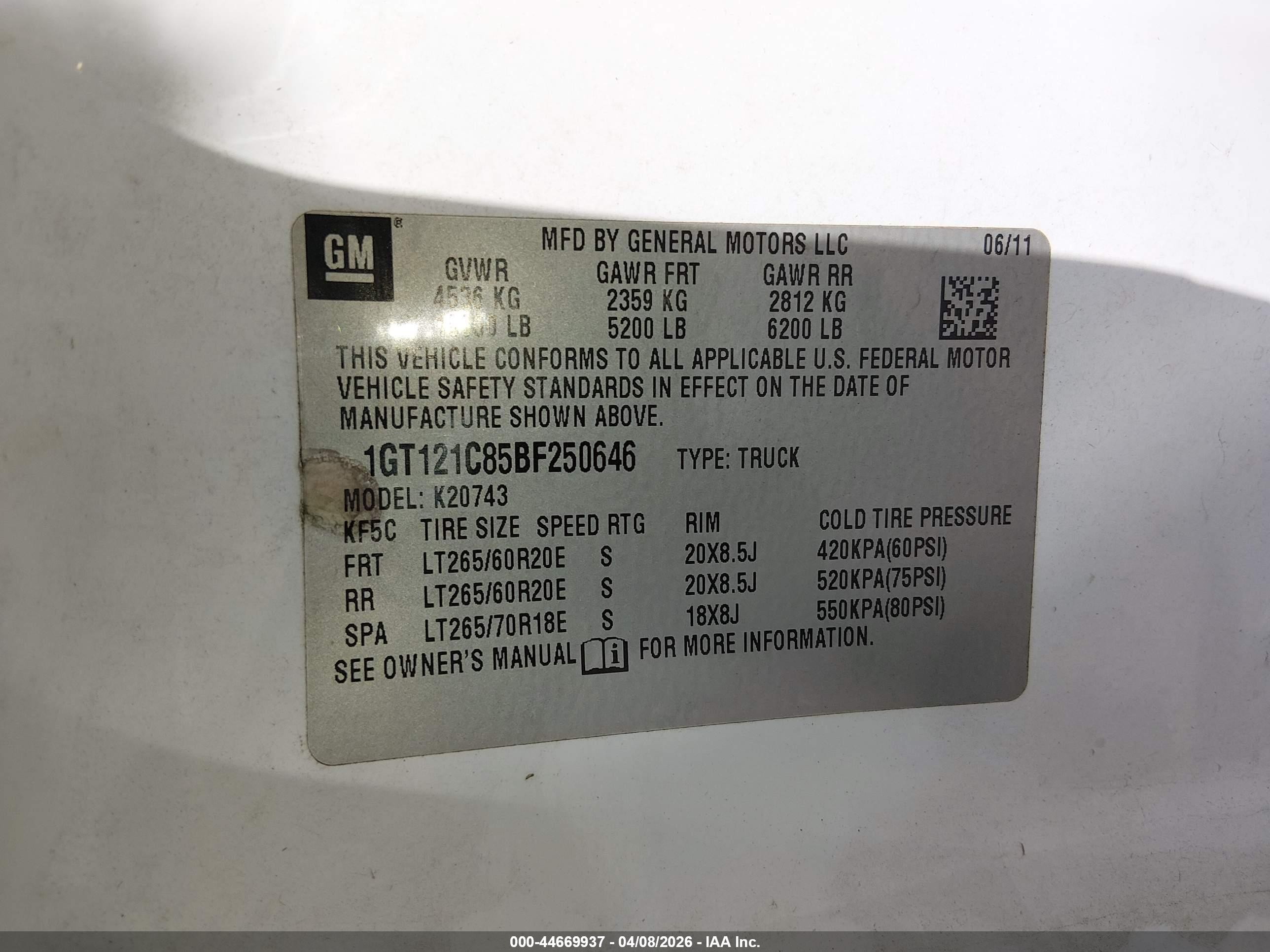 2011 Gmc Sierra 2500hd Slt White vin: 1GT121C85BF250646