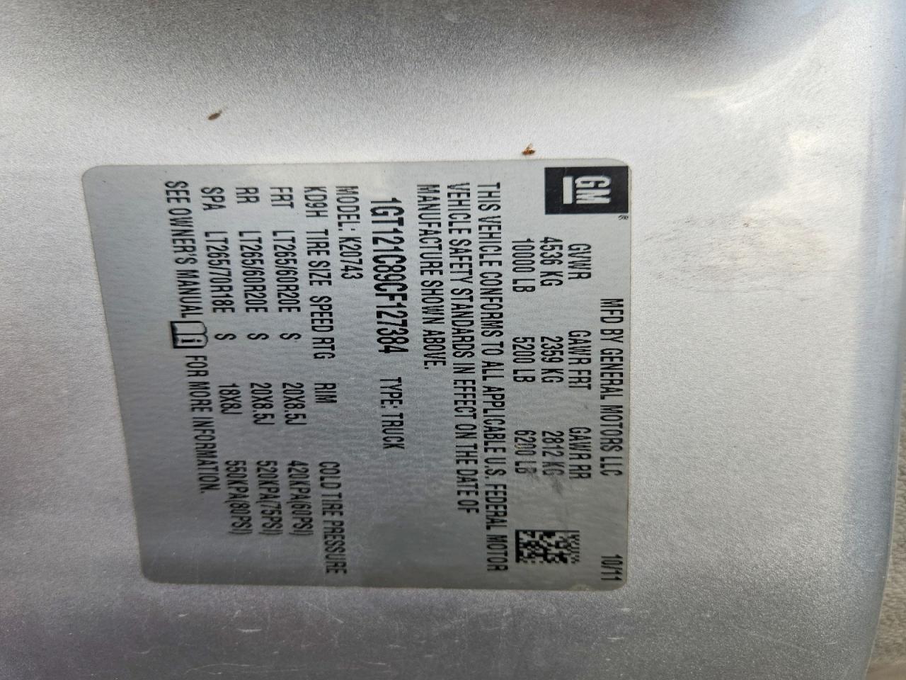 2012 Gmc Sierra K2500 Slt Silver vin: 1GT121C89CF127384