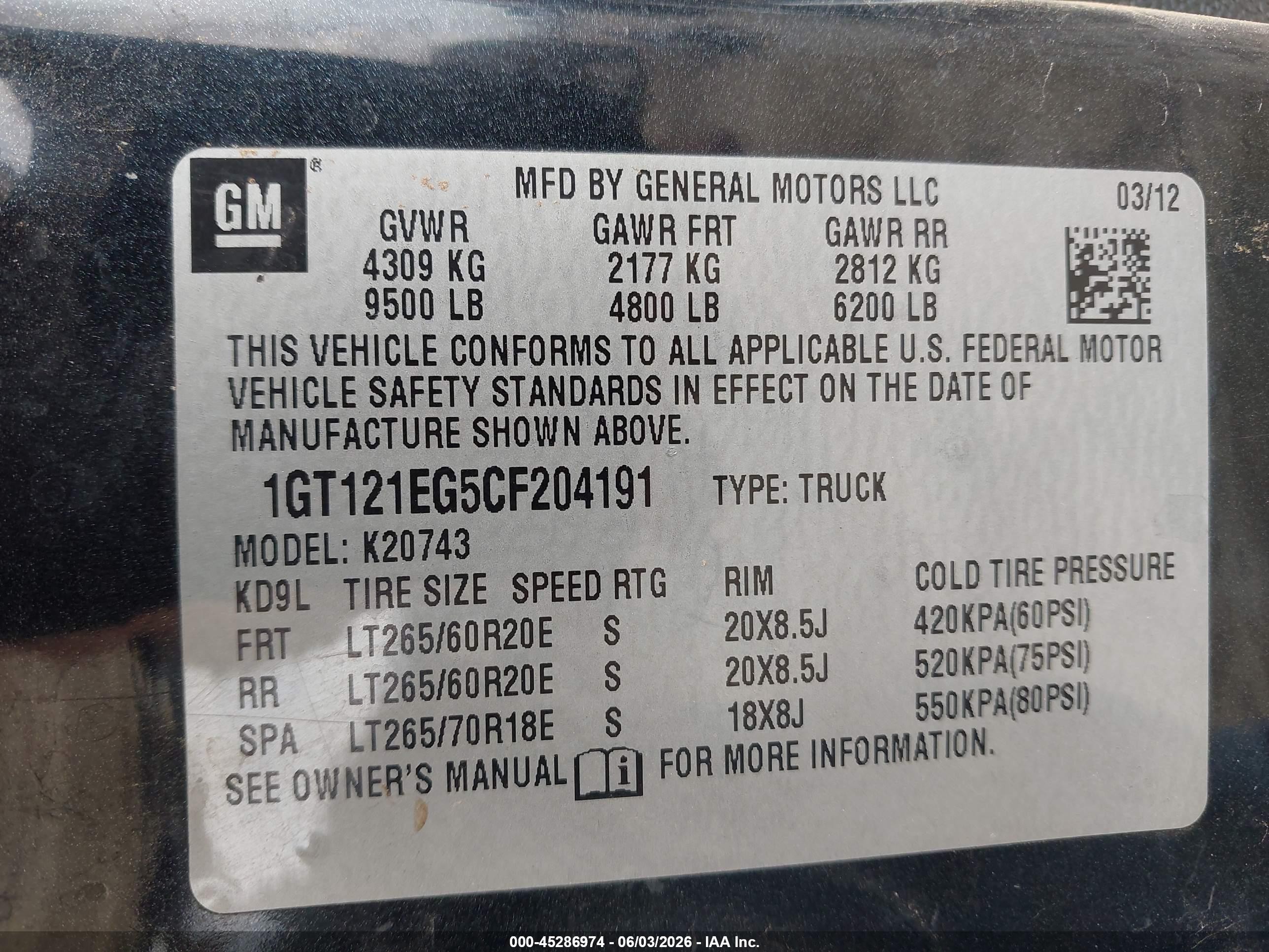 2012 Gmc Sierra 2500hd Slt Black vin: 1GT121EG5CF204191