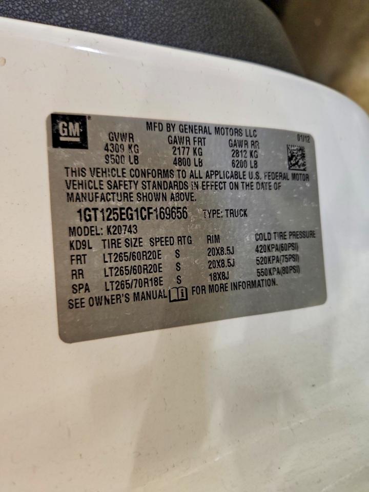2012 Gmc Sierra K2500 Denali White vin: 1GT125EG1CF169656