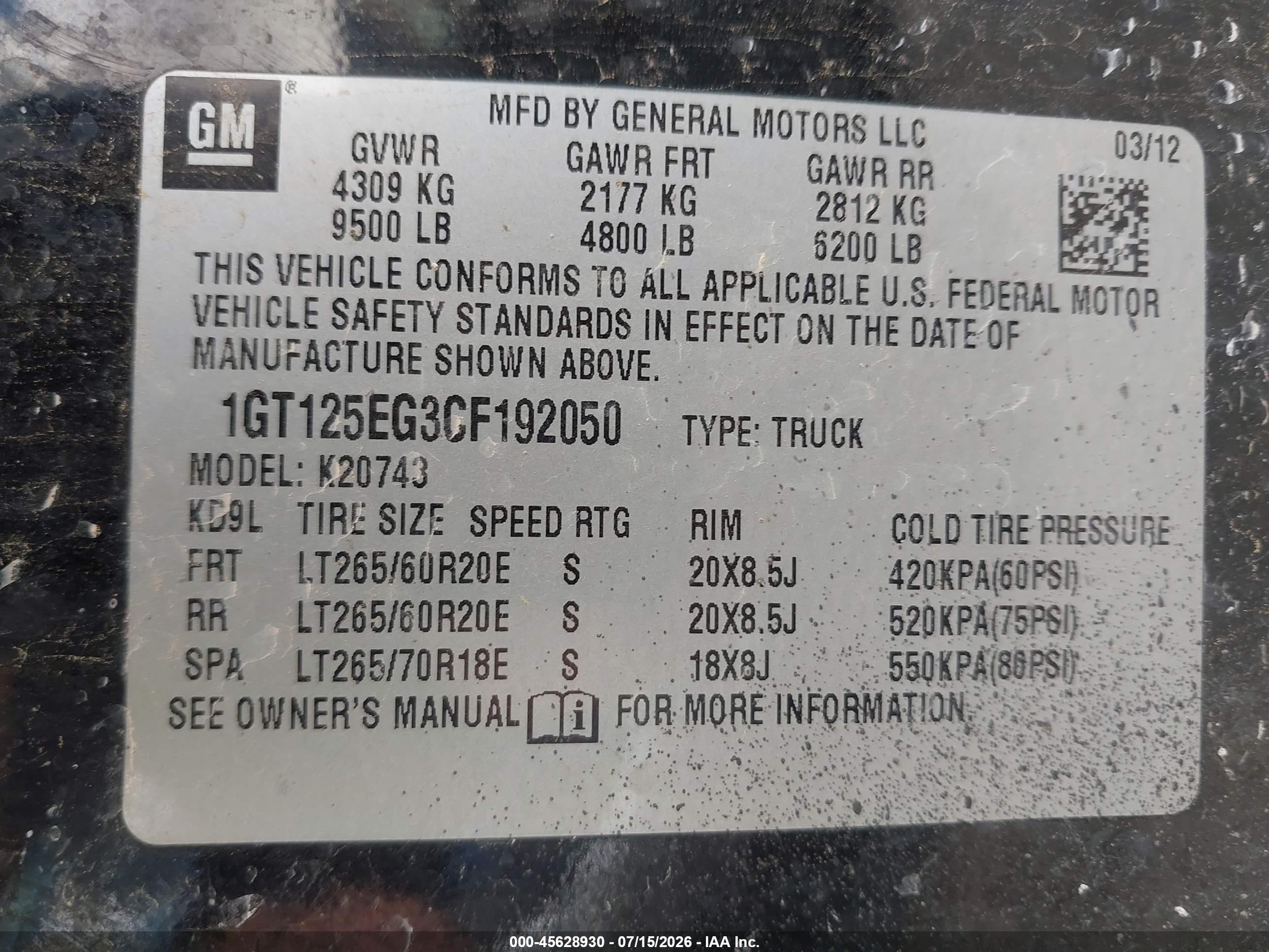 2012 Gmc Sierra 2500hd Denali Black vin: 1GT125EG3CF192050