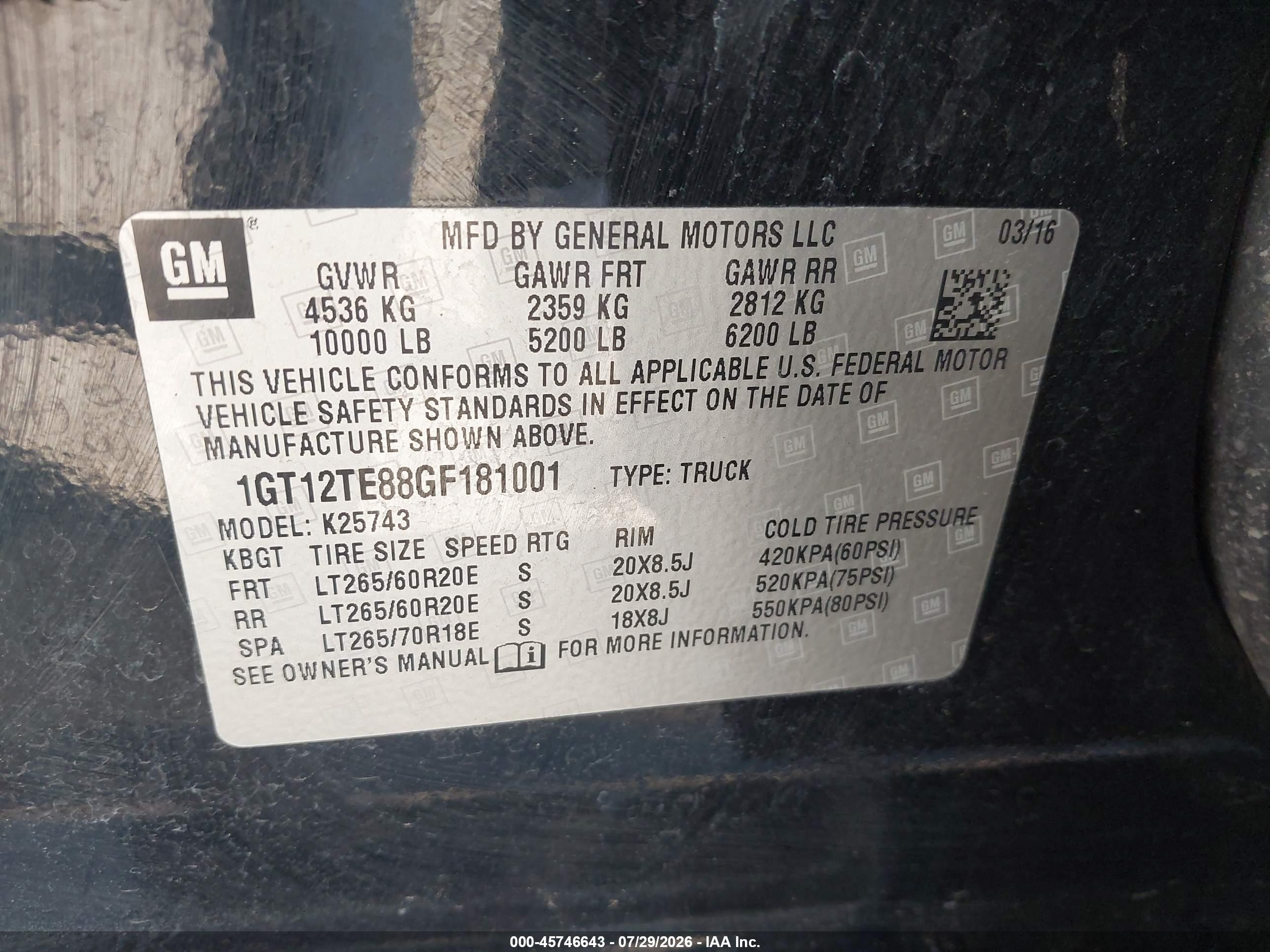 2016 Gmc Sierra 2500hd Slt Черный vin: 1GT12TE88GF181001