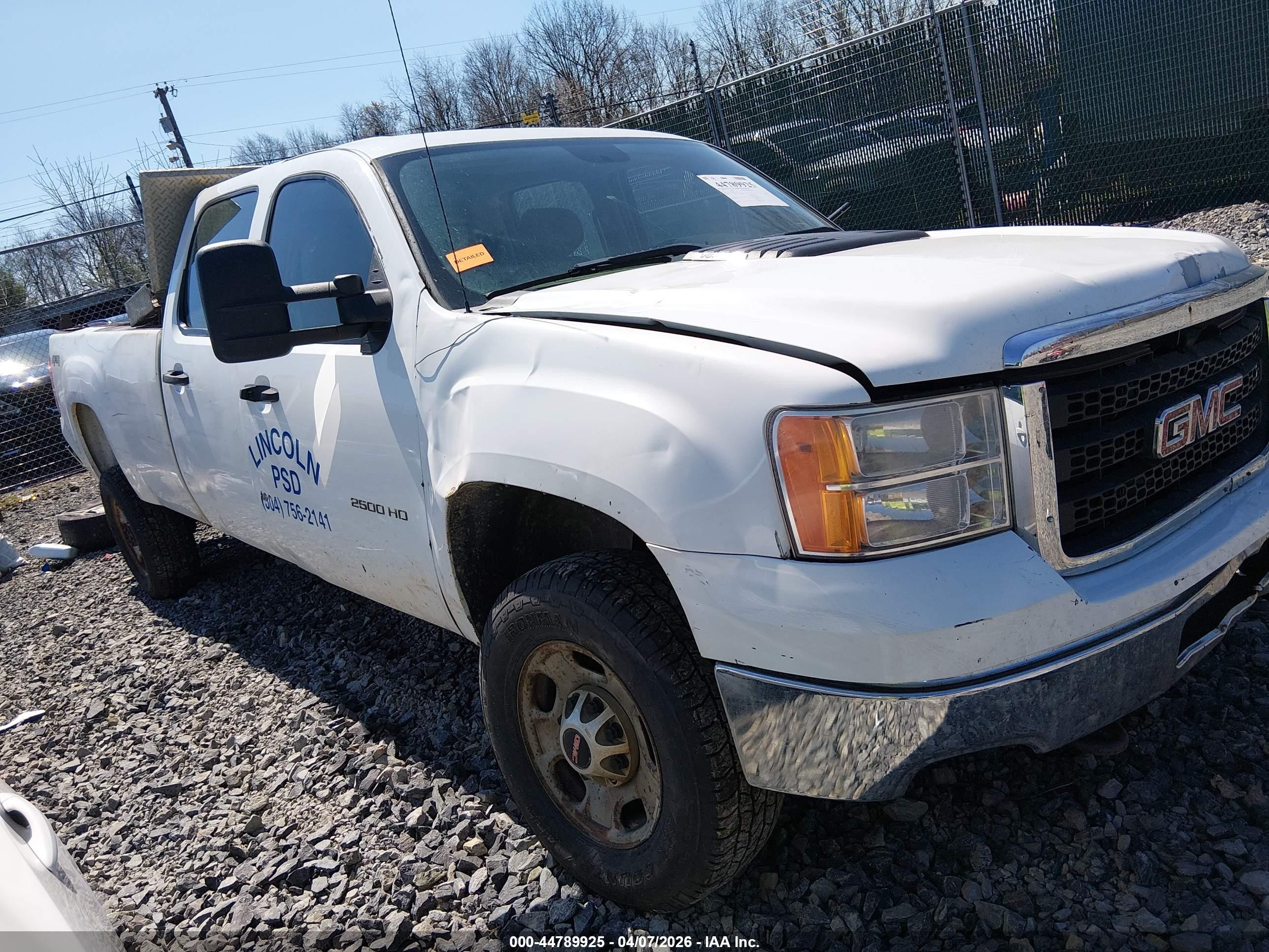 2013 Gmc Sierra 2500hd Work Truck White vin: 1GT12ZCG3DF127937