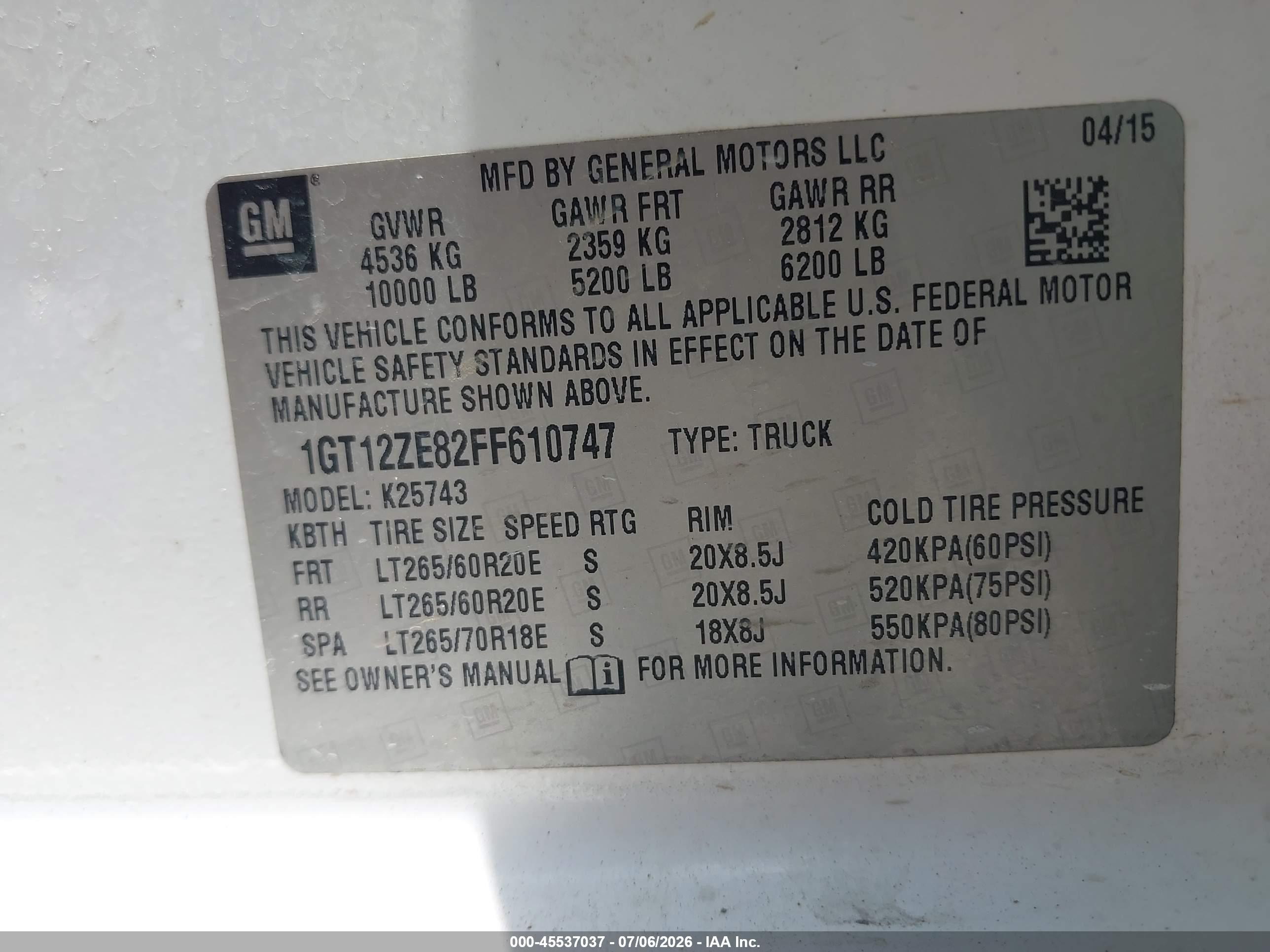 2015 Gmc Sierra 2500hd Available Wifi Slt White vin: 1GT12ZE82FF610747