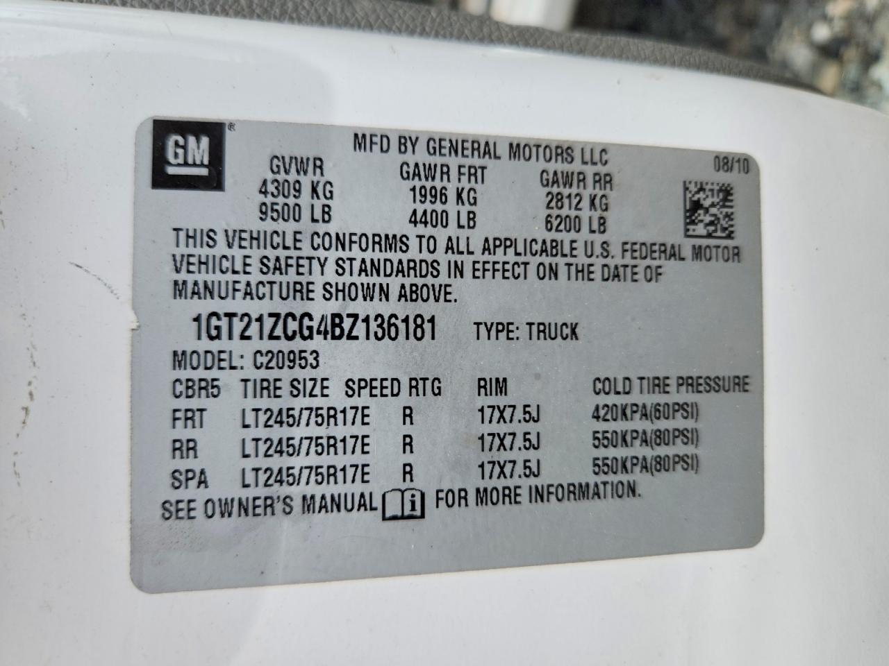 2011 Gmc Sierra C2500 Heavy Duty White vin: 1GT21ZCG4BZ136181