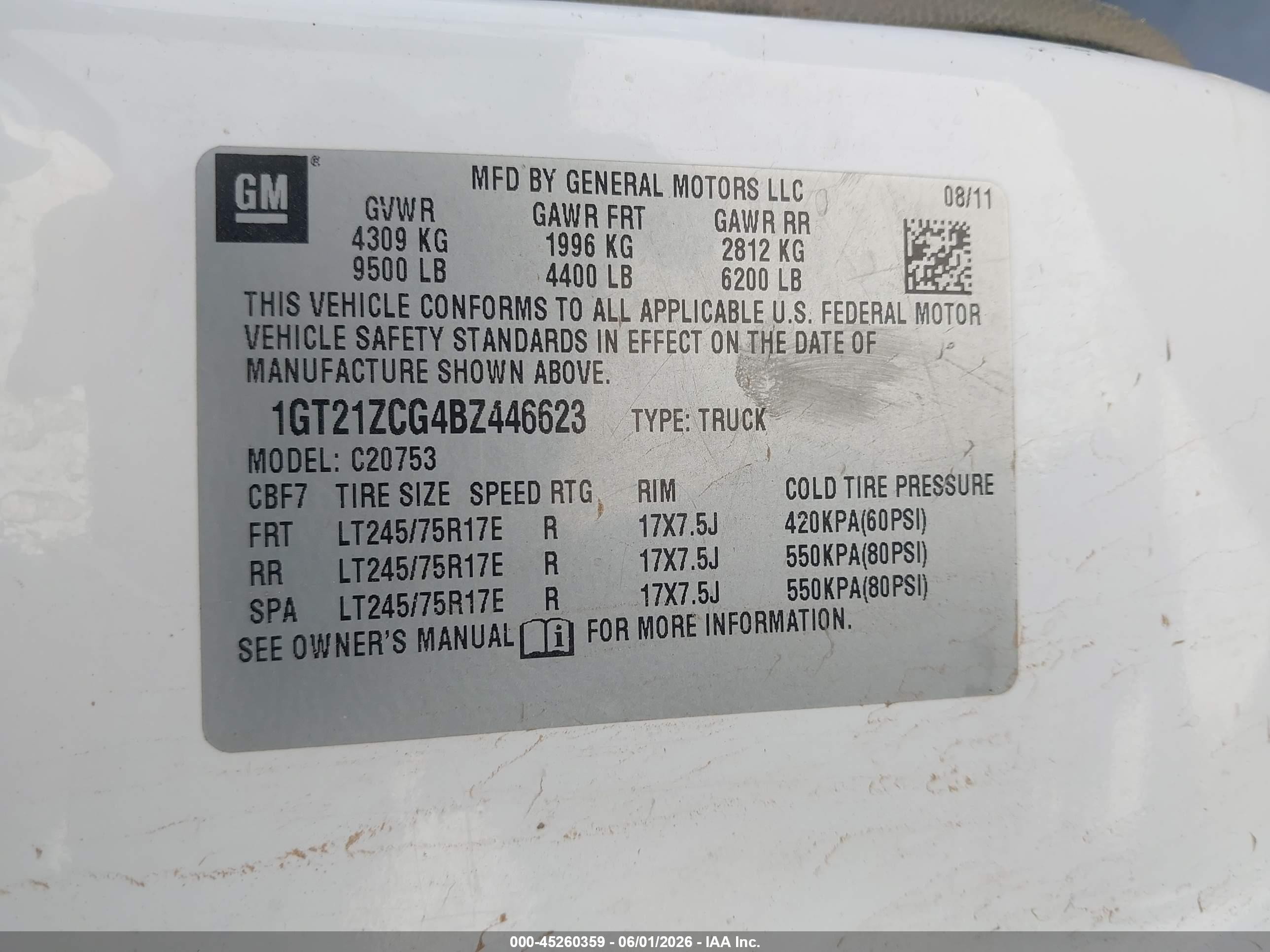 2011 Gmc Sierra 2500hd Work Truck White vin: 1GT21ZCG4BZ446623
