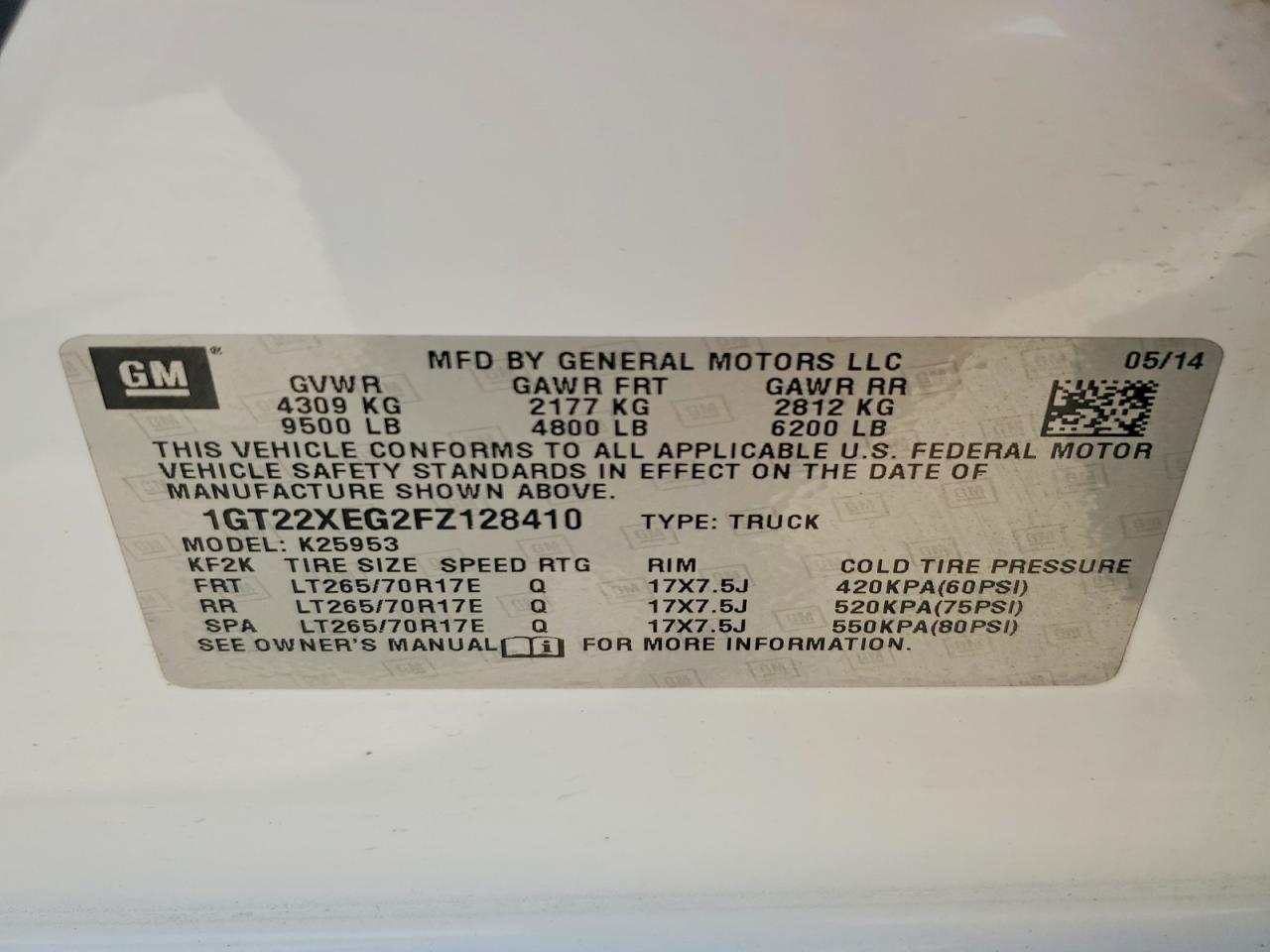 2015 Gmc Sierra K2500 Heavy Duty White vin: 1GT22XEG2FZ128410