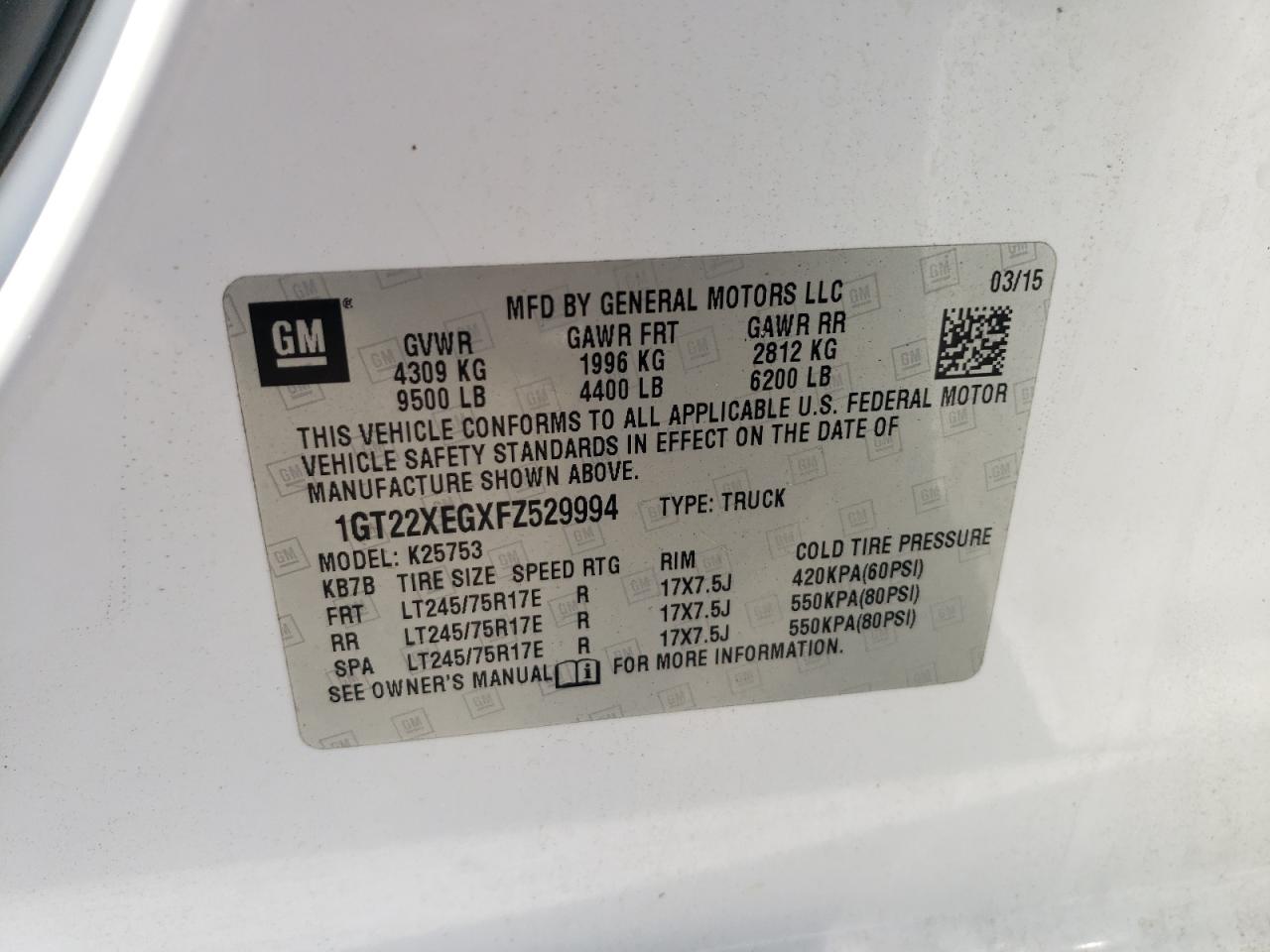 2015 Gmc Sierra K2500 Heavy Duty Белый vin: 1GT22XEGXFZ529994