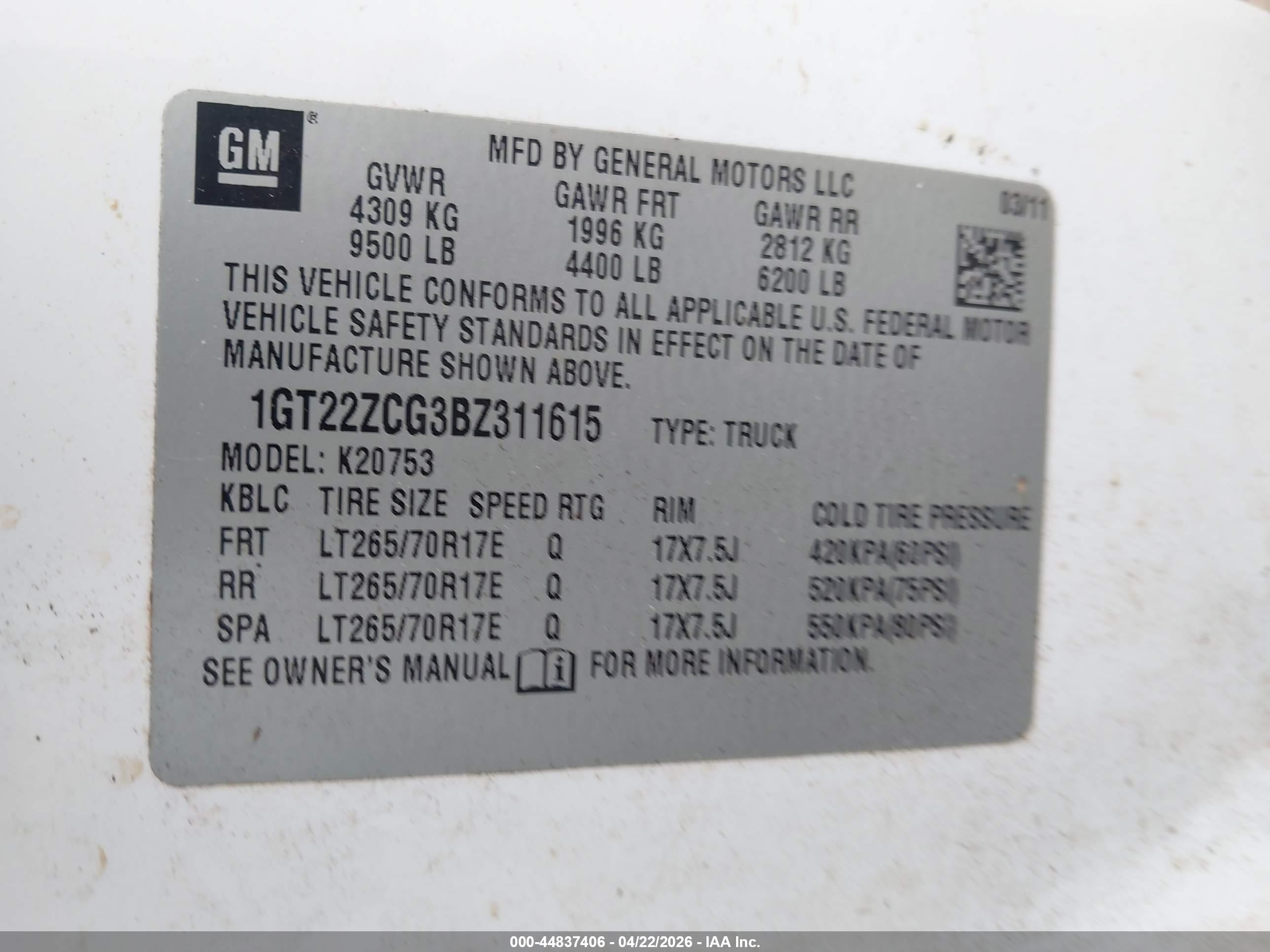 2011 Gmc Sierra 2500hd Work Truck White vin: 1GT22ZCG3BZ311615