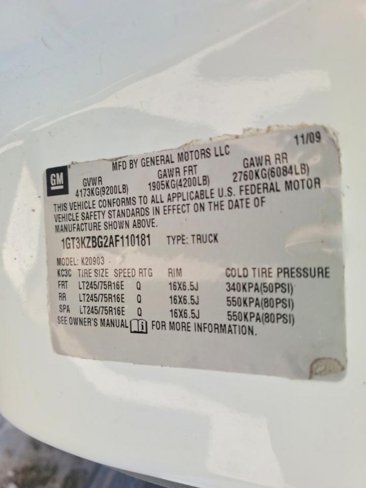 2010 Gmc Sierra K2500 Heavy Duty White vin: 1GT3KZBG2AF110181