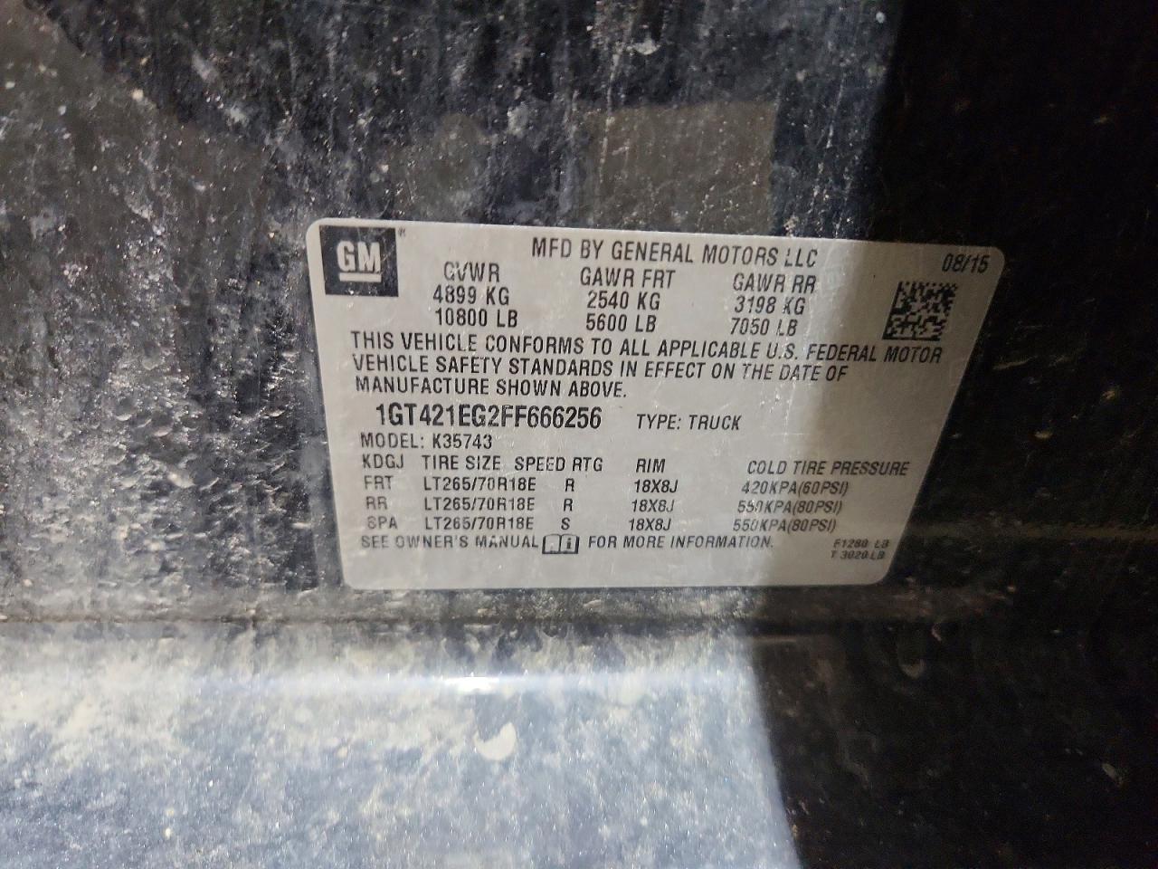 2015 Gmc Sierra K3500 Черный vin: 1GT421EG2FF666256