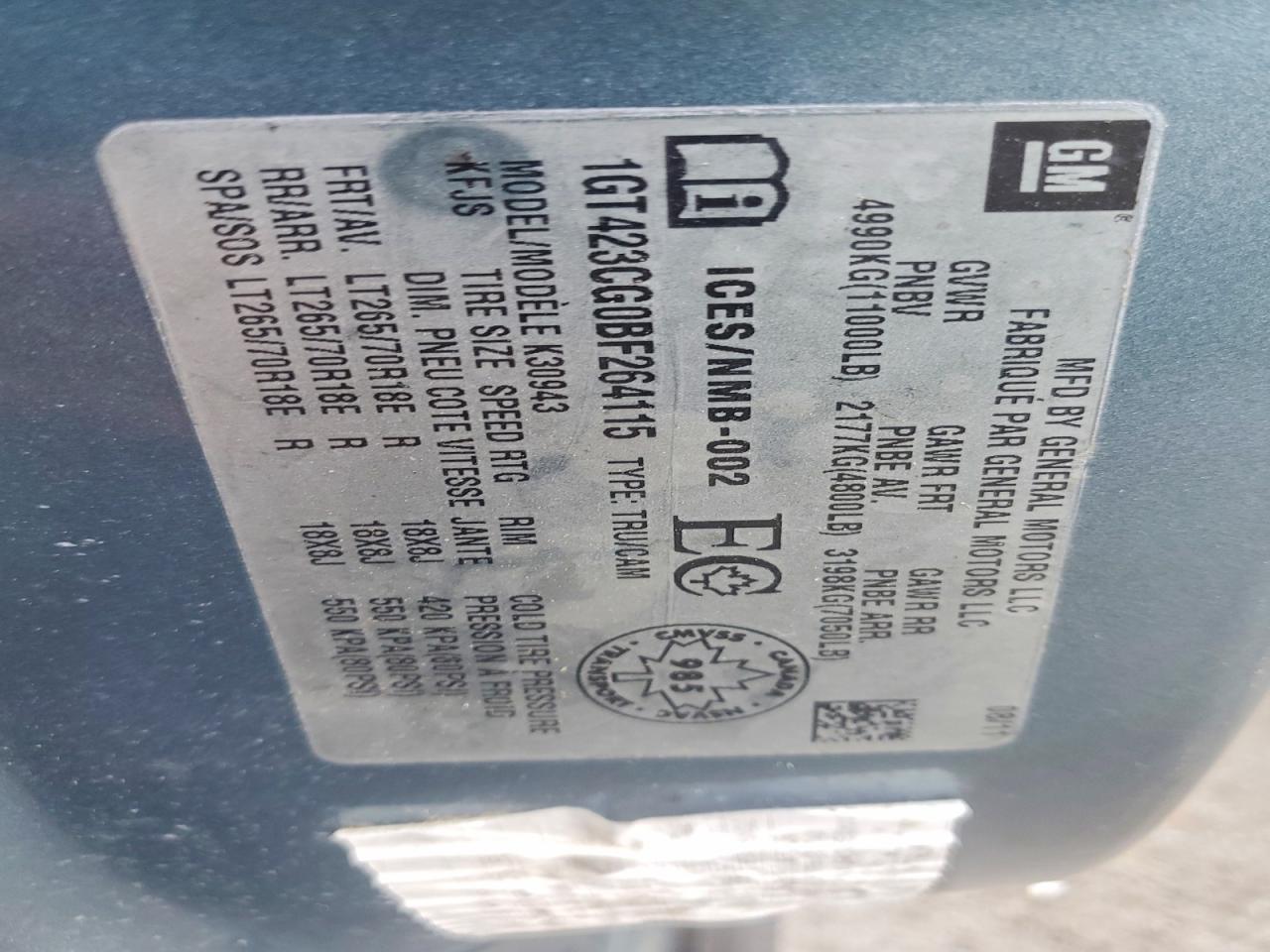 2011 Gmc Sierra K3500 Sle Gray vin: 1GT423CG0BF264115