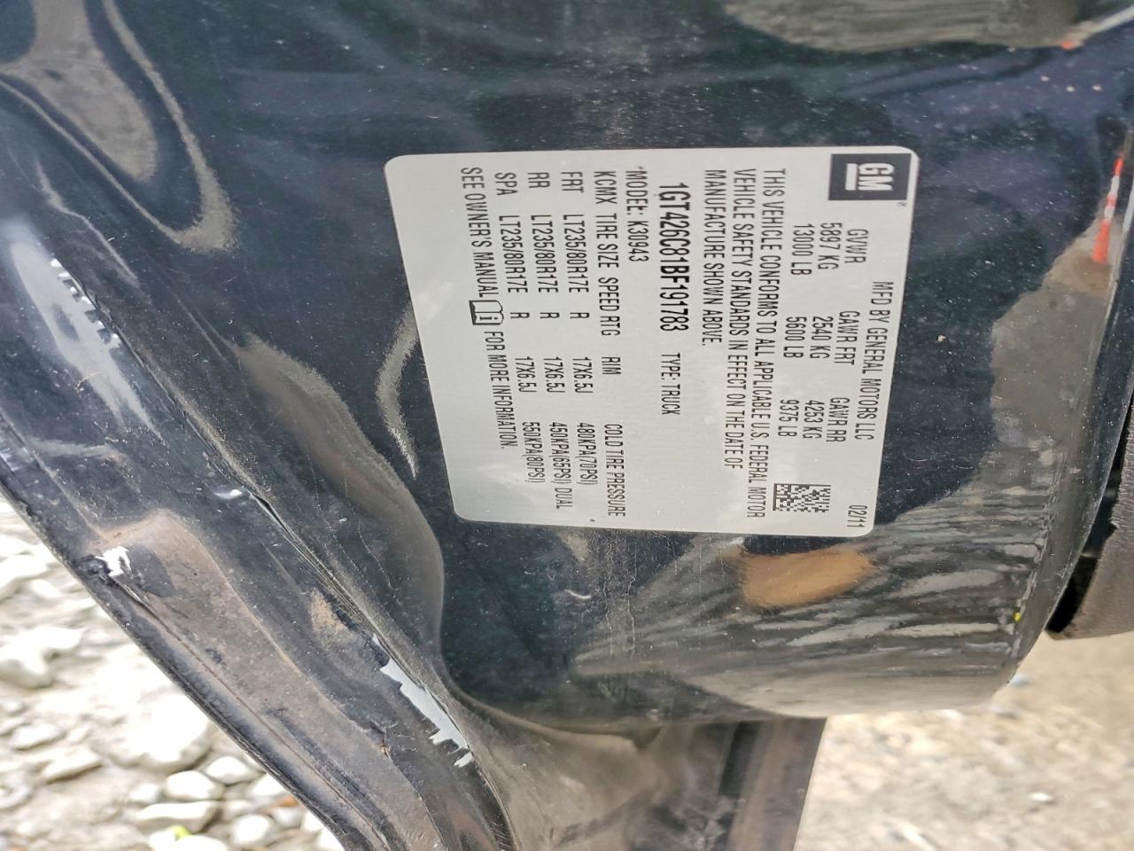 2011 Gmc Sierra K3500 Denali Черный vin: 1GT426C81BF191783