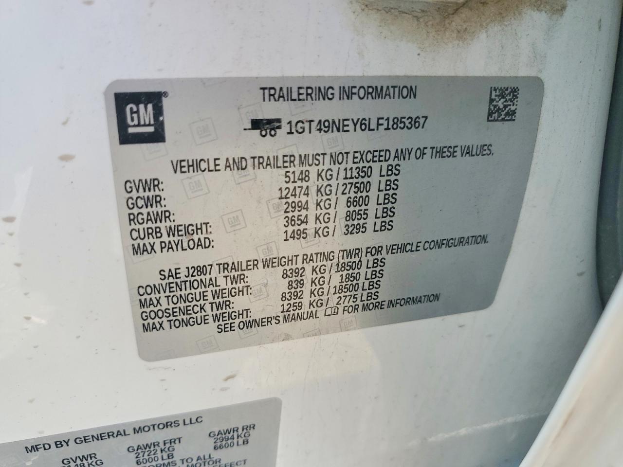 2020 Gmc Sierra K2500 Slt White vin: 1GT49NEY6LF185367